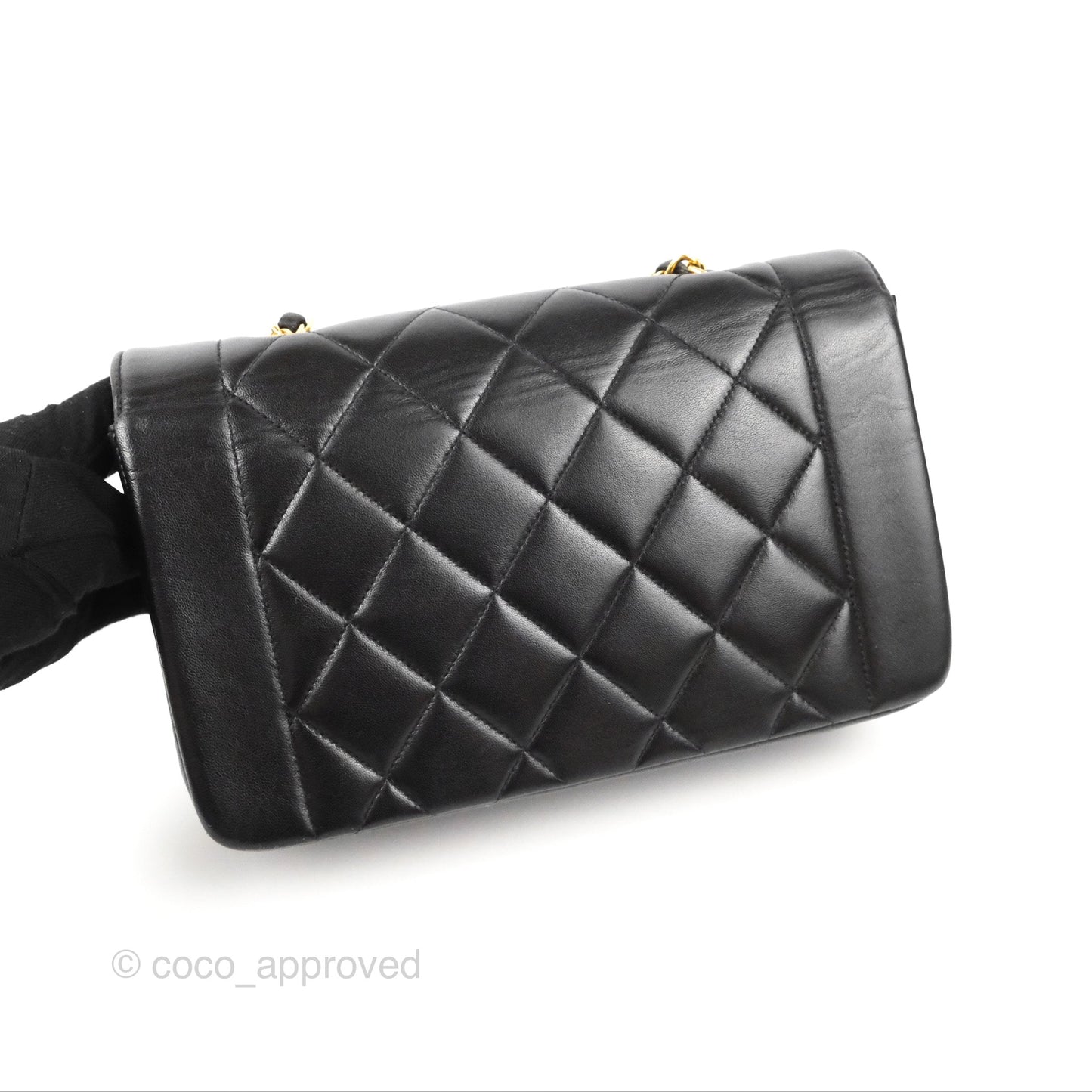 Chanel Vintage Small Quilted Classic Diana Flap Bag Black Lambskin 24K Gold Hardware
