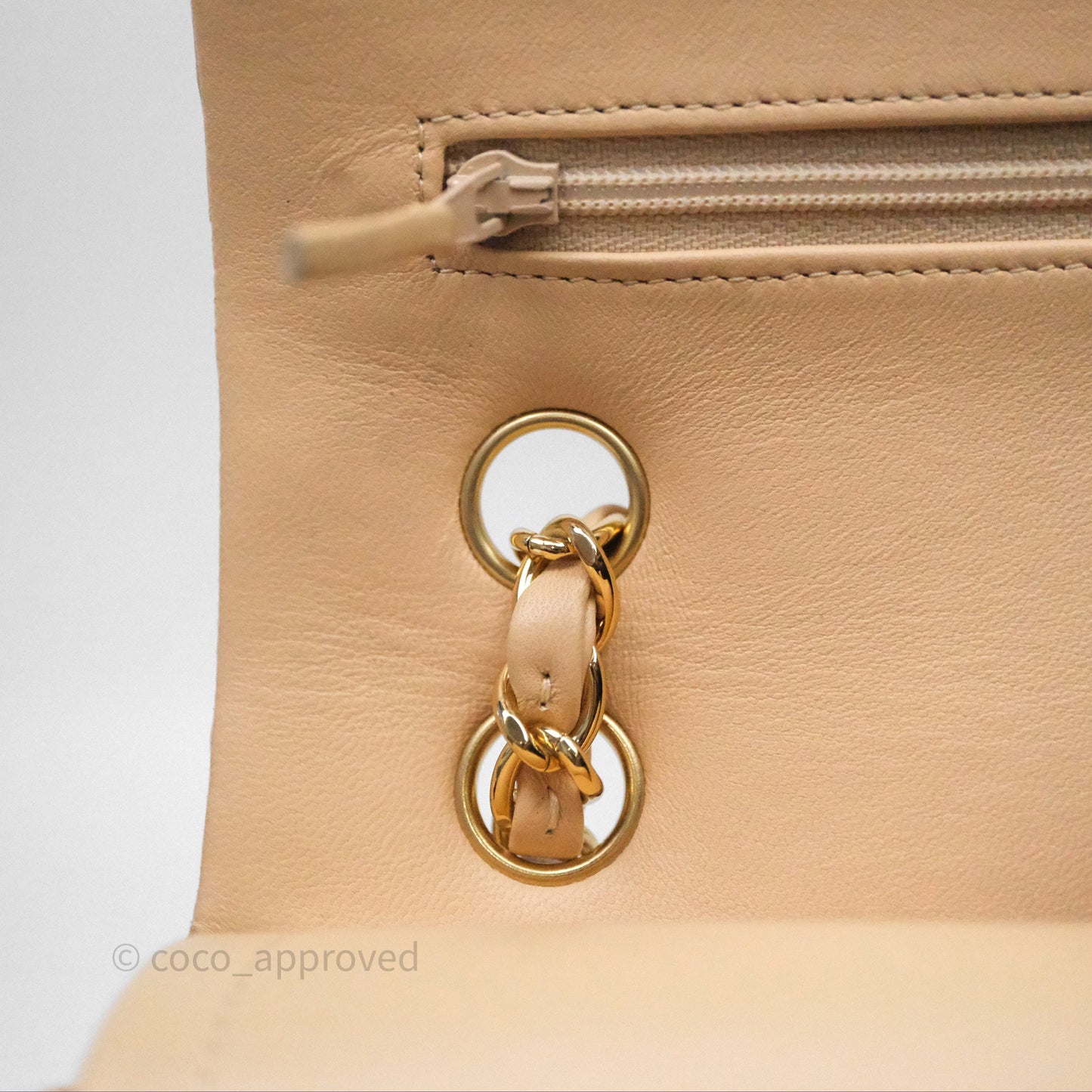 Chanel Small Quilted Classic Flap Beige Lambskin Gold Hardware