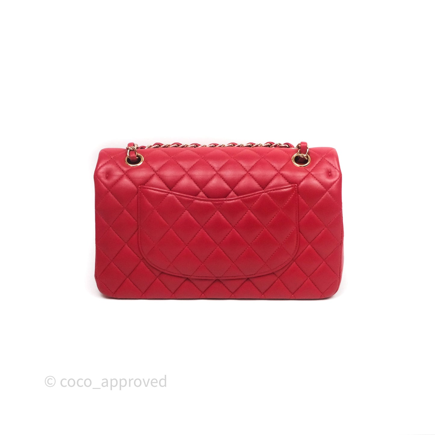 Chanel Classic M/L Medium Double Flap Red Lambskin Gold Hardware