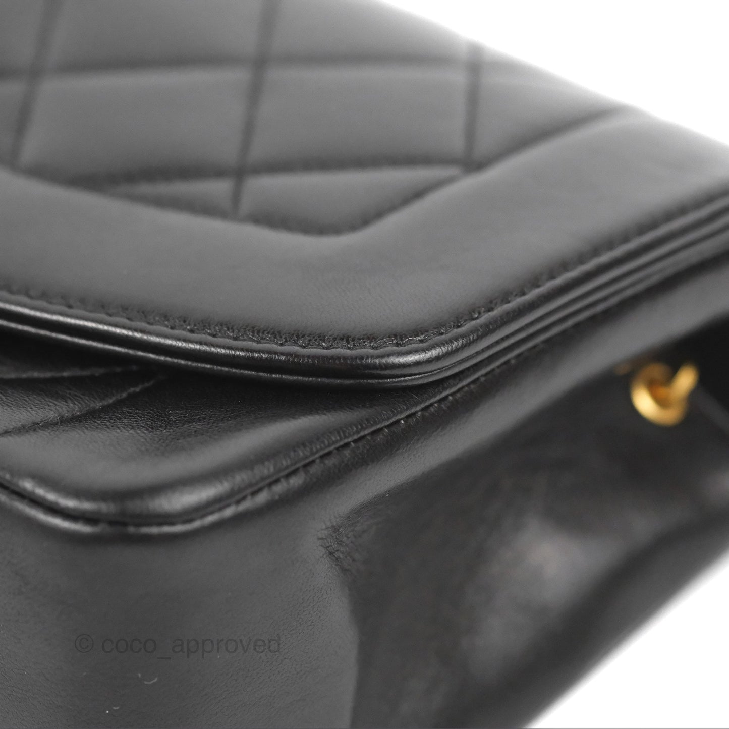 Chanel Vintage Small Quilted Classic Diana Flap Bag Black Lambskin 24K Gold Hardware