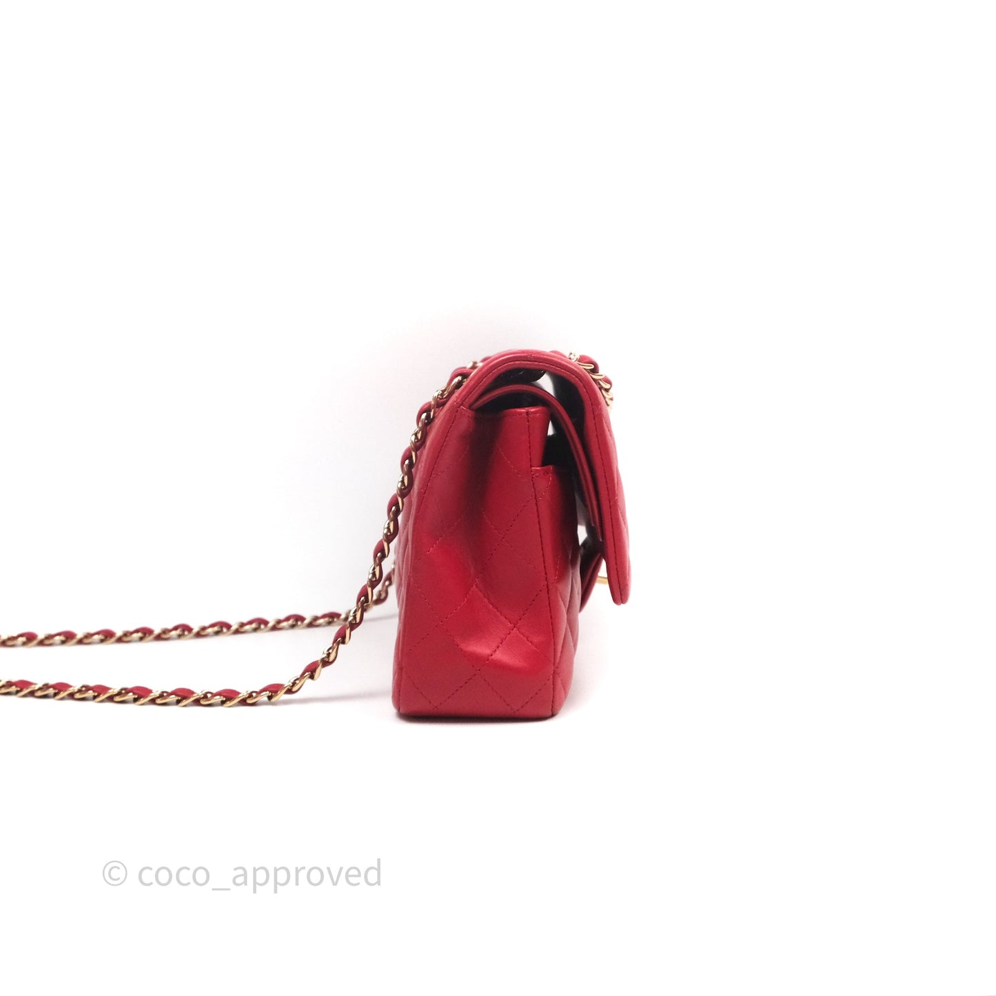 Chanel Classic M/L Medium Double Flap Red Lambskin Gold Hardware