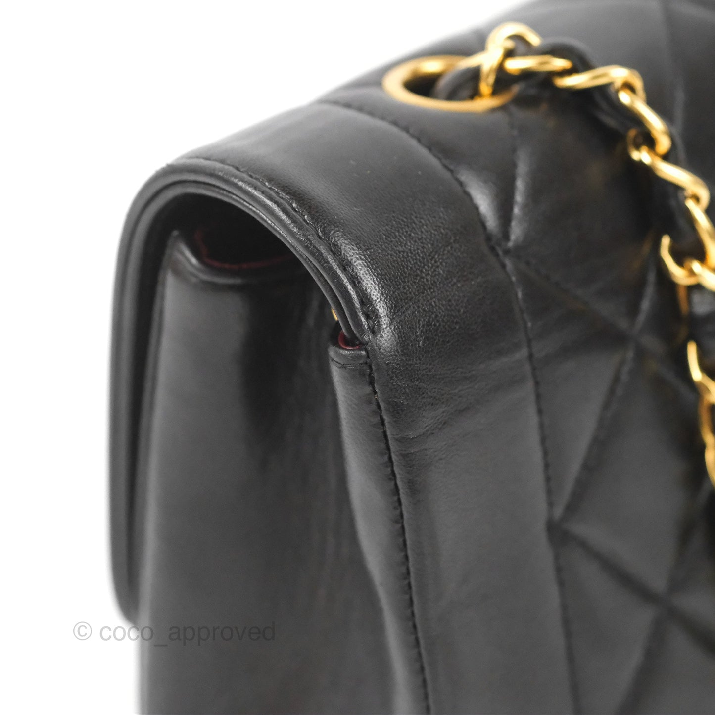 Chanel Vintage Small Quilted Classic Diana Flap Bag Black Lambskin 24K Gold Hardware