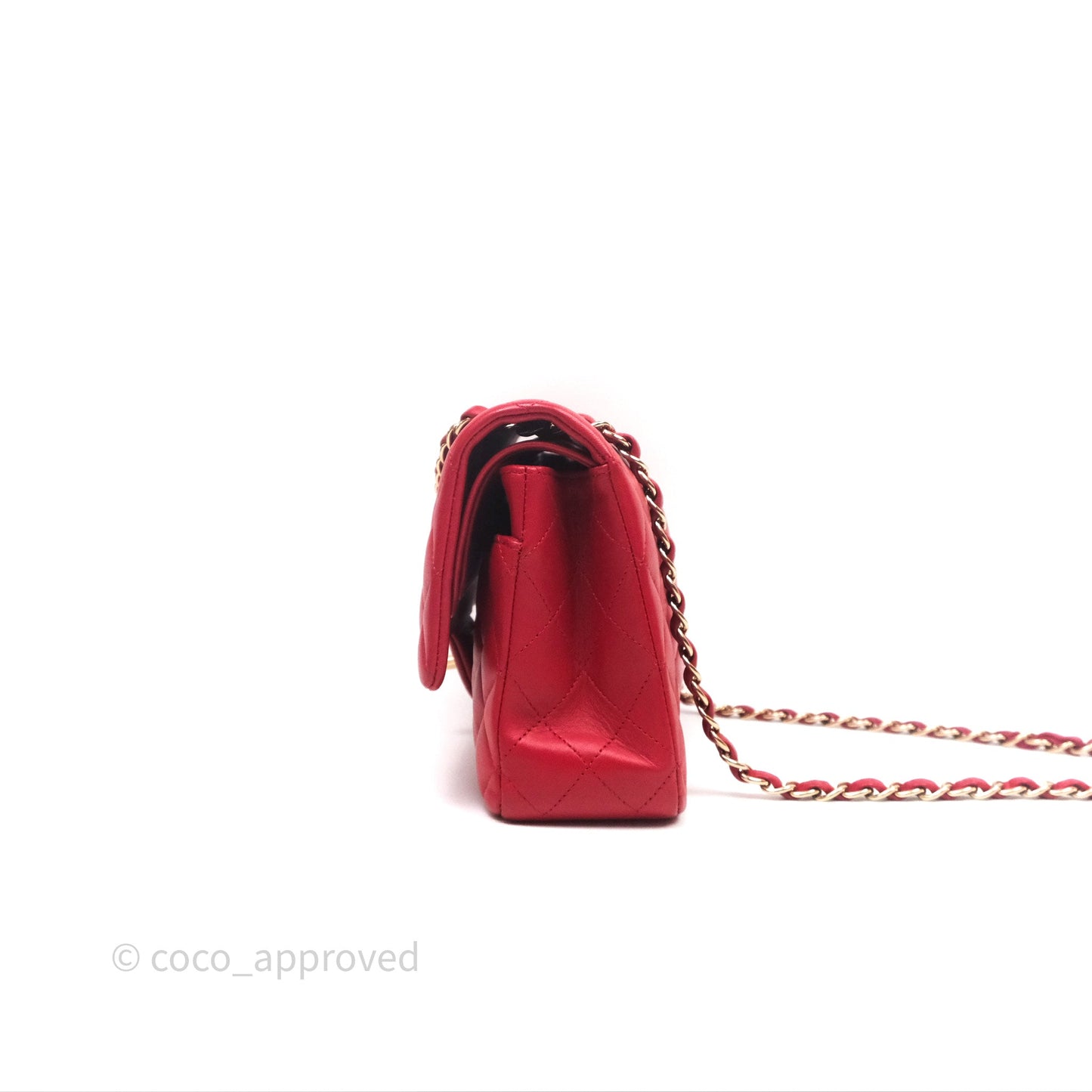 Chanel Classic M/L Medium Double Flap Red Lambskin Gold Hardware