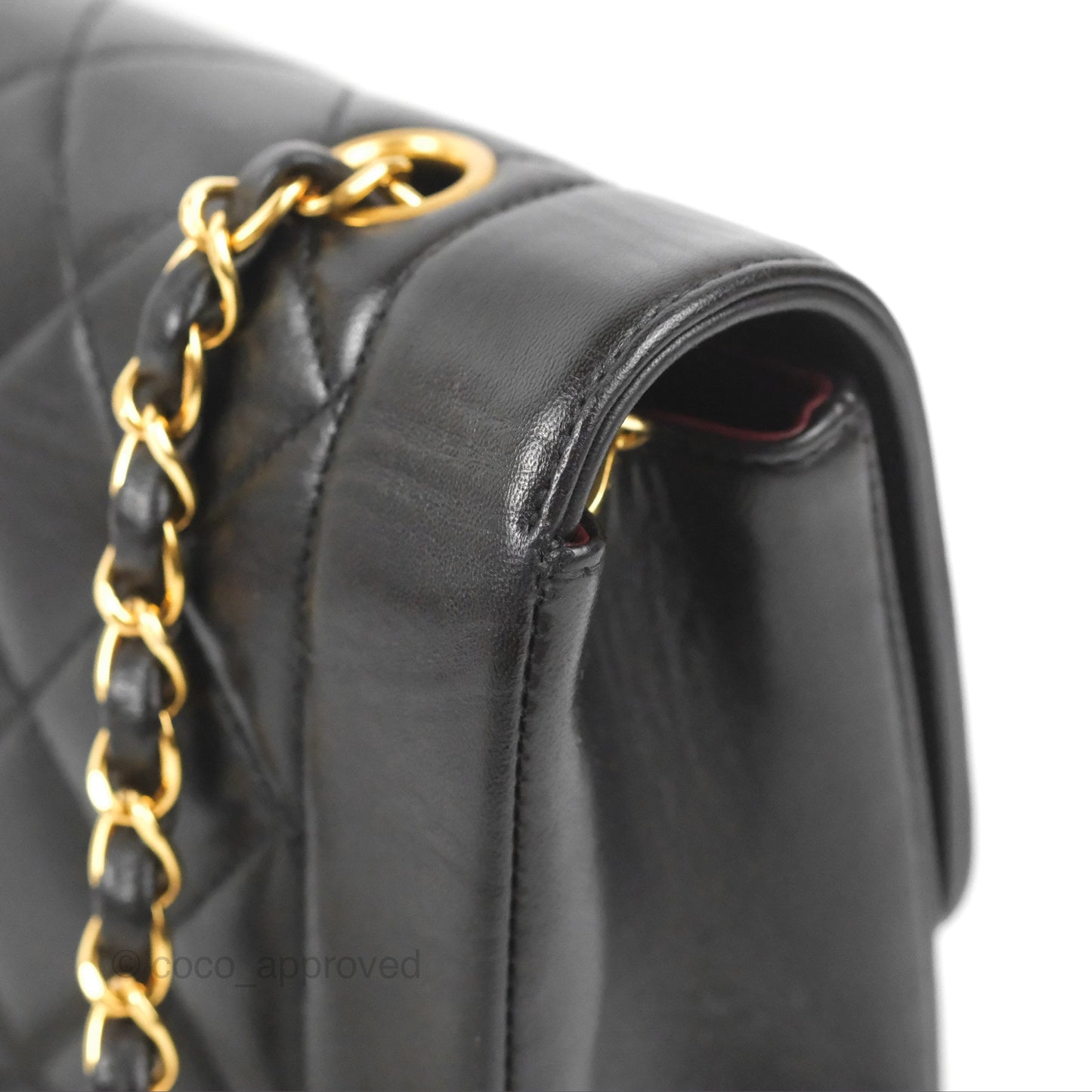 Chanel Vintage Small Quilted Classic Diana Flap Bag Black Lambskin 24K Gold Hardware