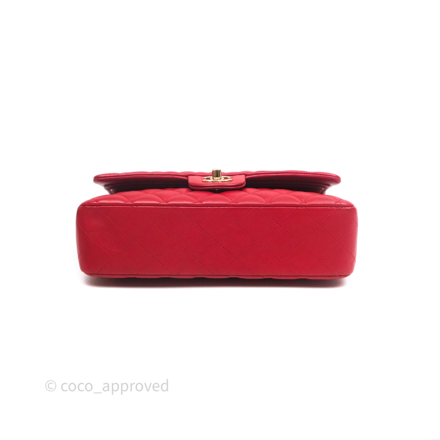 Chanel Classic M/L Medium Double Flap Red Lambskin Gold Hardware