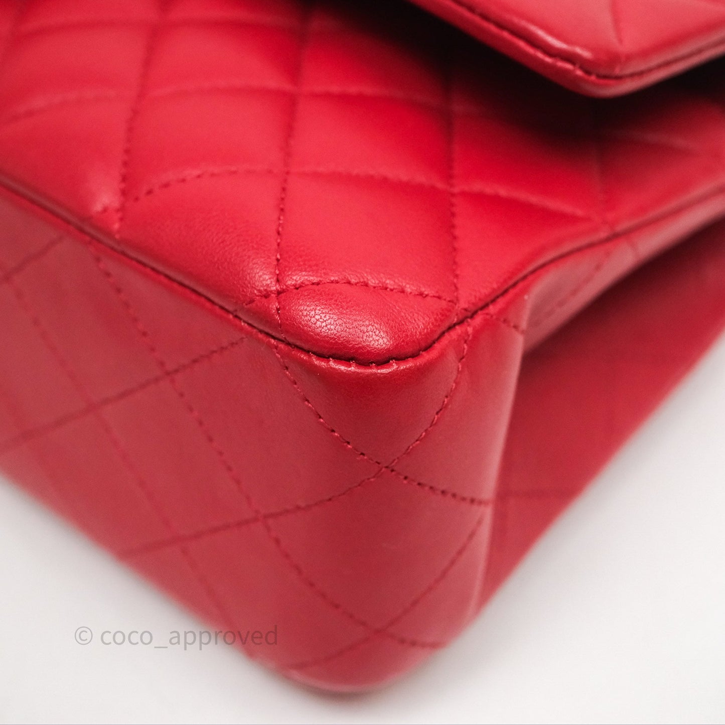 Chanel Classic M/L Medium Double Flap Red Lambskin Gold Hardware