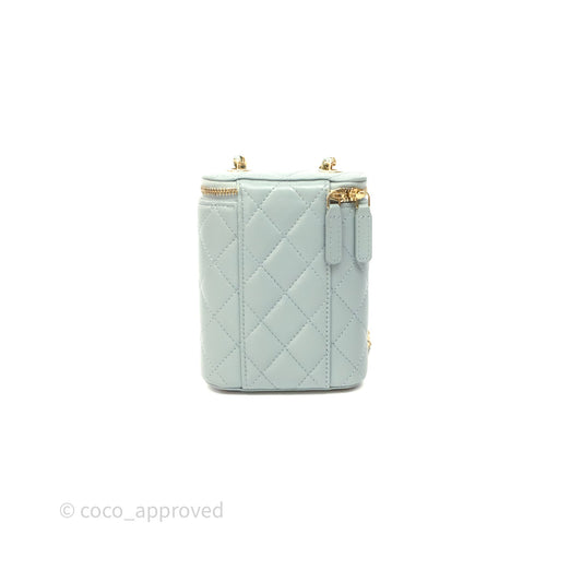 Chanel Classic Mini Vanity With Chain Green Lambskin Gold Hardware