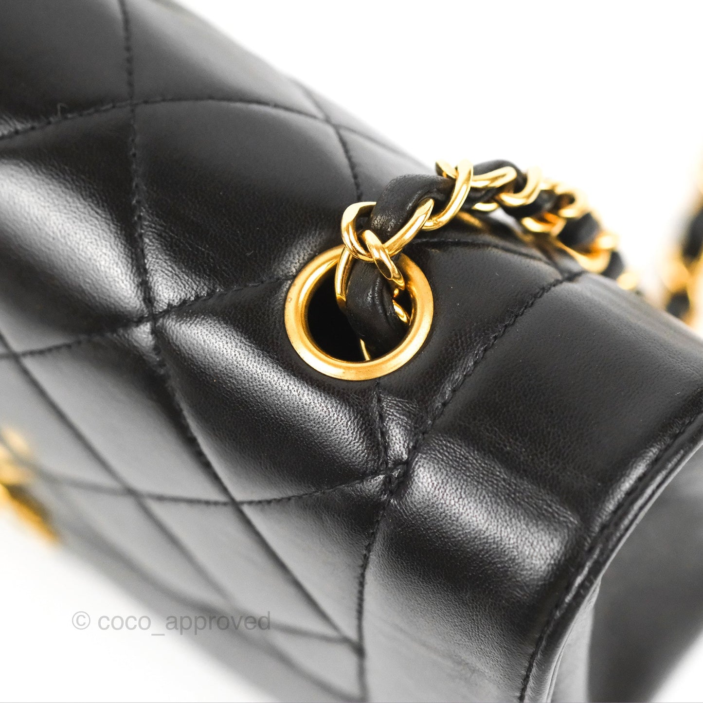 Chanel Vintage Small Quilted Classic Diana Flap Bag Black Lambskin 24K Gold Hardware