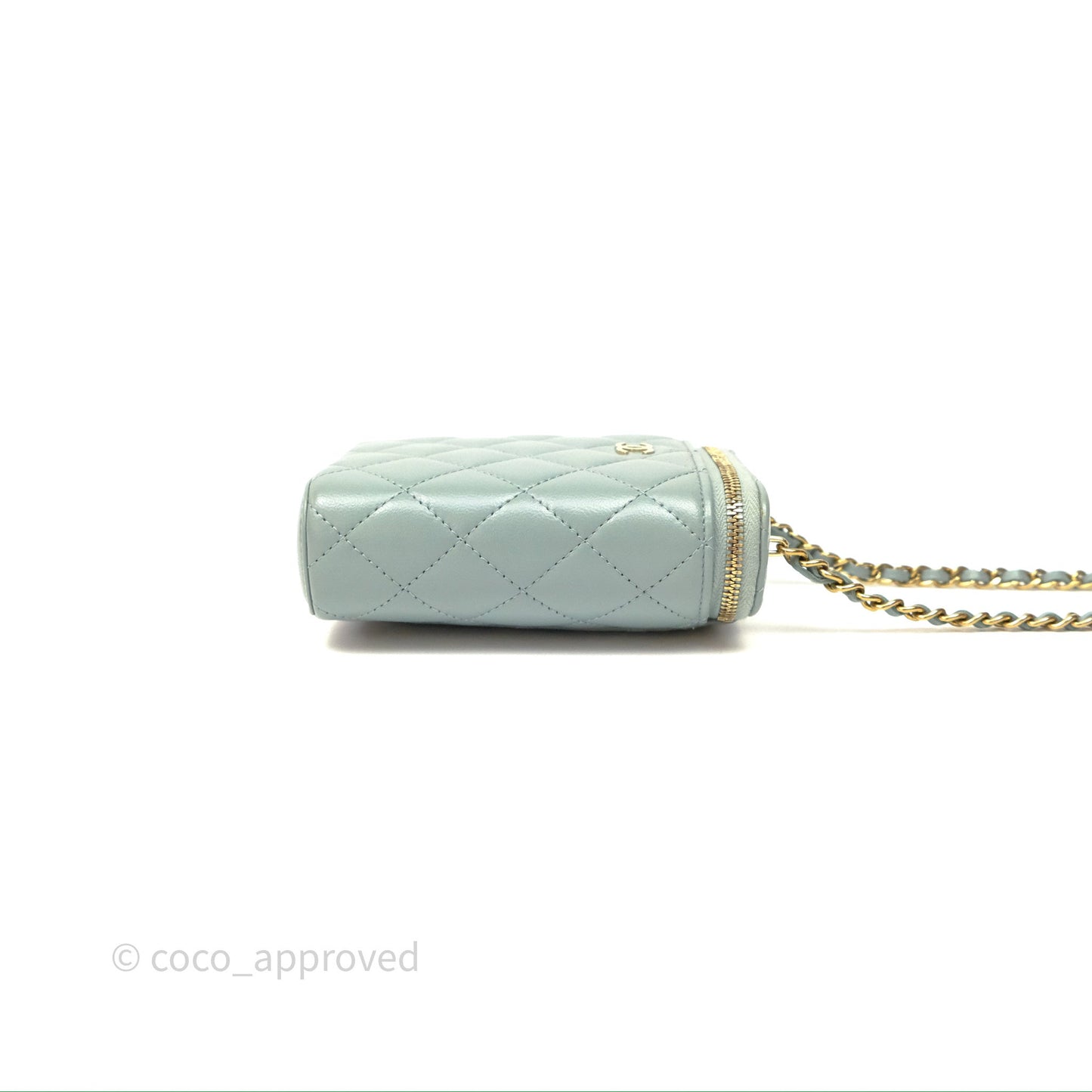 Chanel Classic Mini Vanity With Chain Green Lambskin Gold Hardware