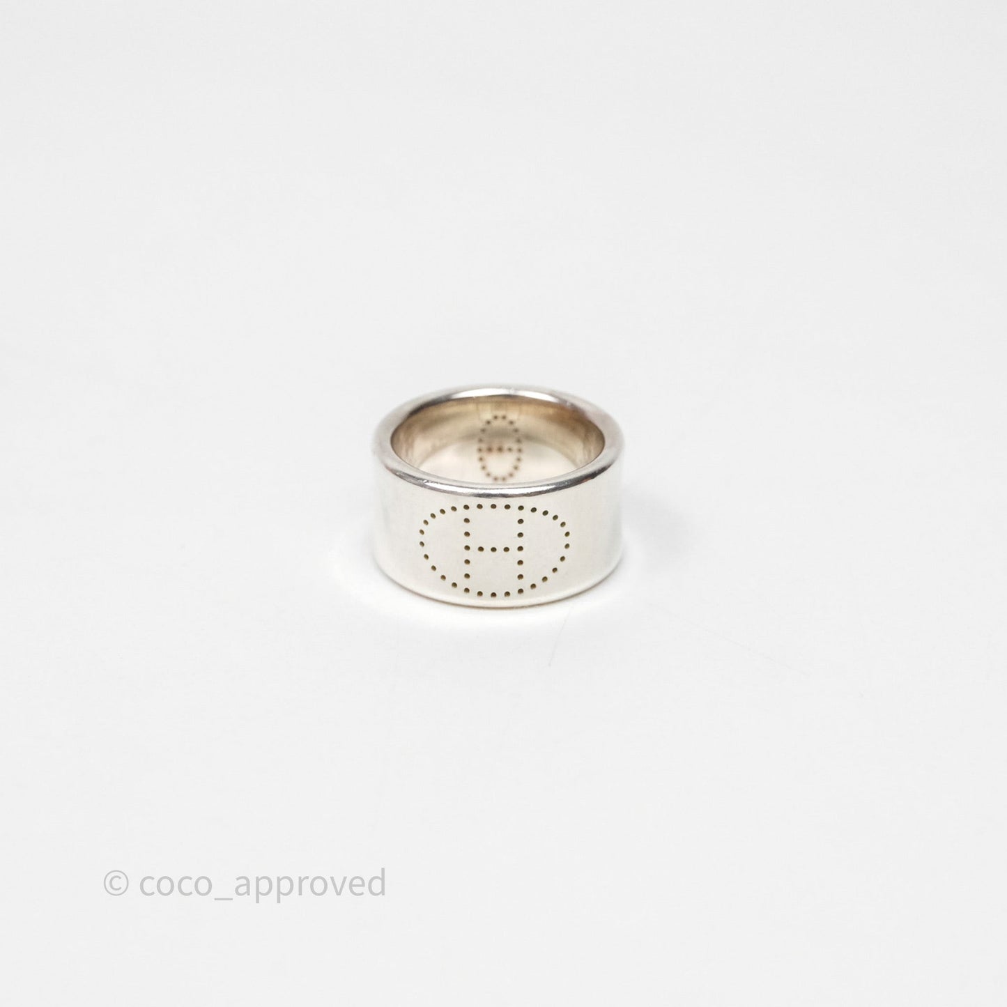 Hermès Eclipse Ruban Ring Silver Tone