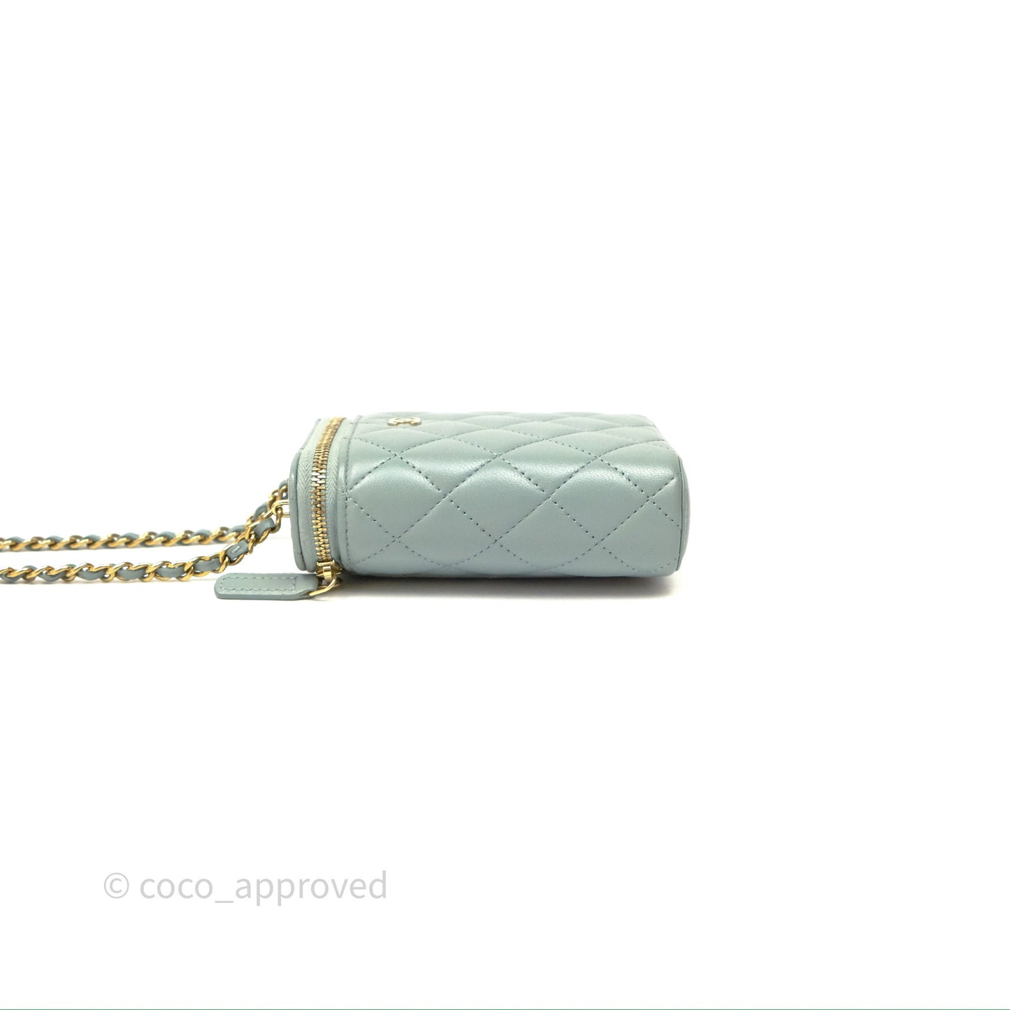 Chanel Classic Mini Vanity With Chain Green Lambskin Gold Hardware