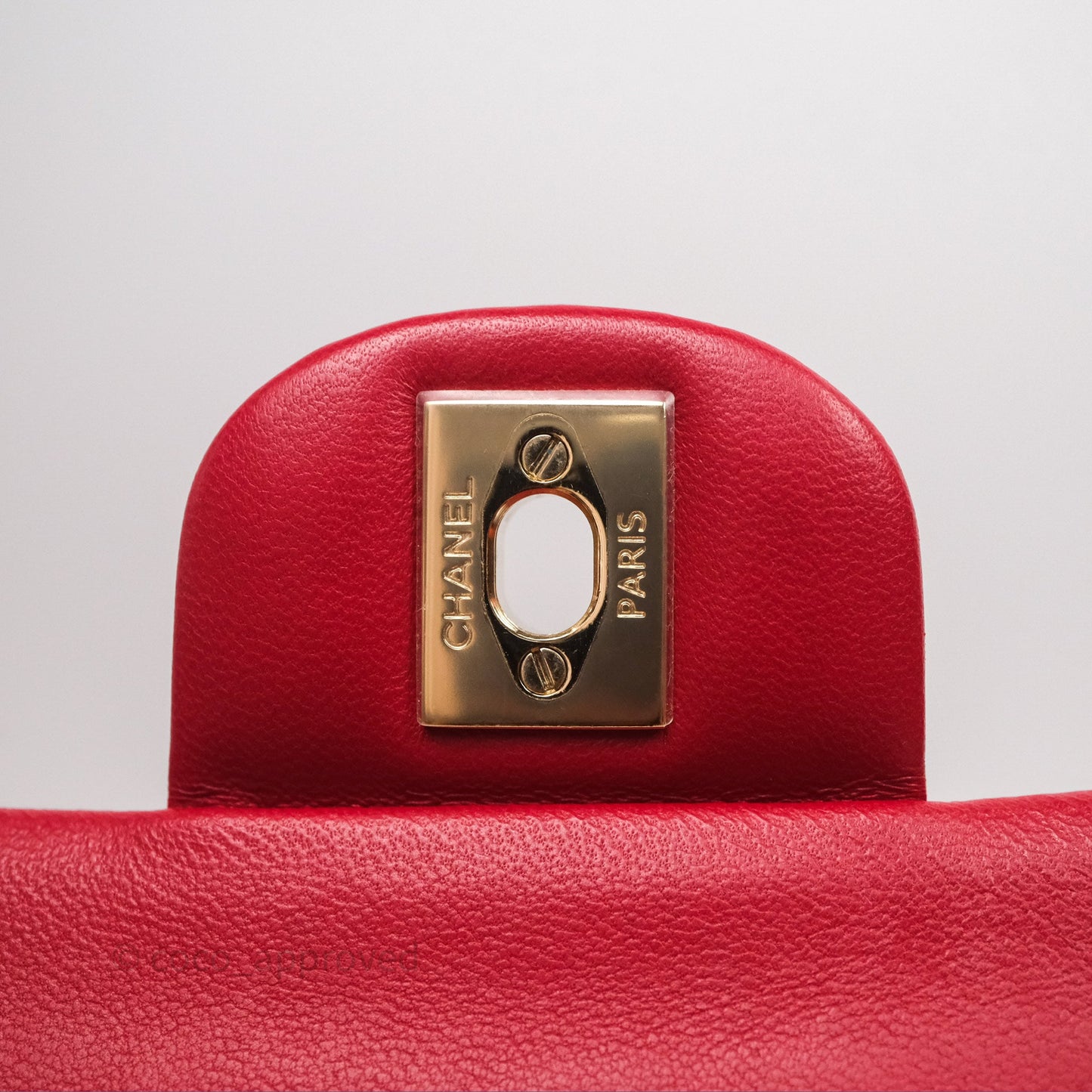 Chanel Classic M/L Medium Double Flap Red Lambskin Gold Hardware