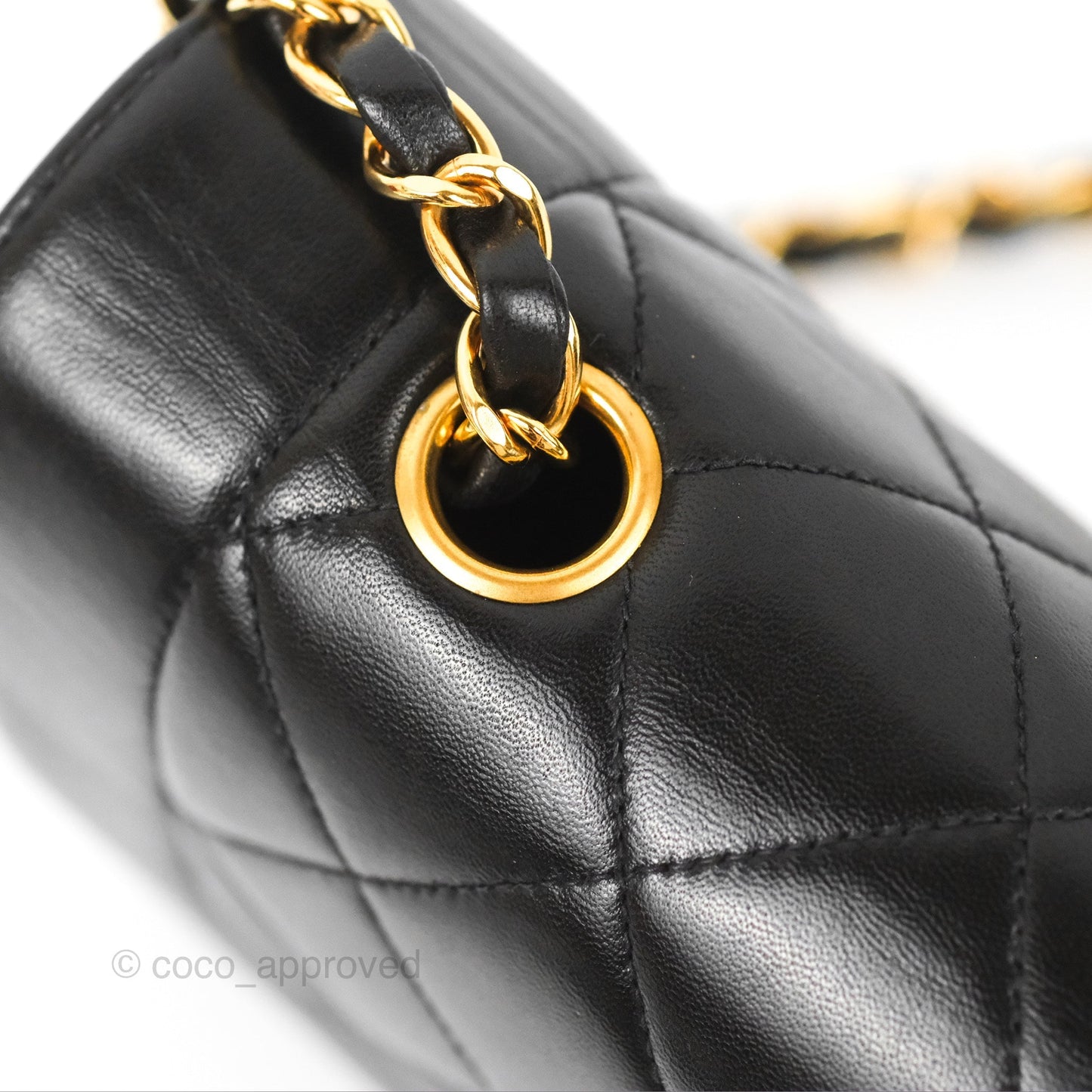 Chanel Vintage Small Quilted Classic Diana Flap Bag Black Lambskin 24K Gold Hardware