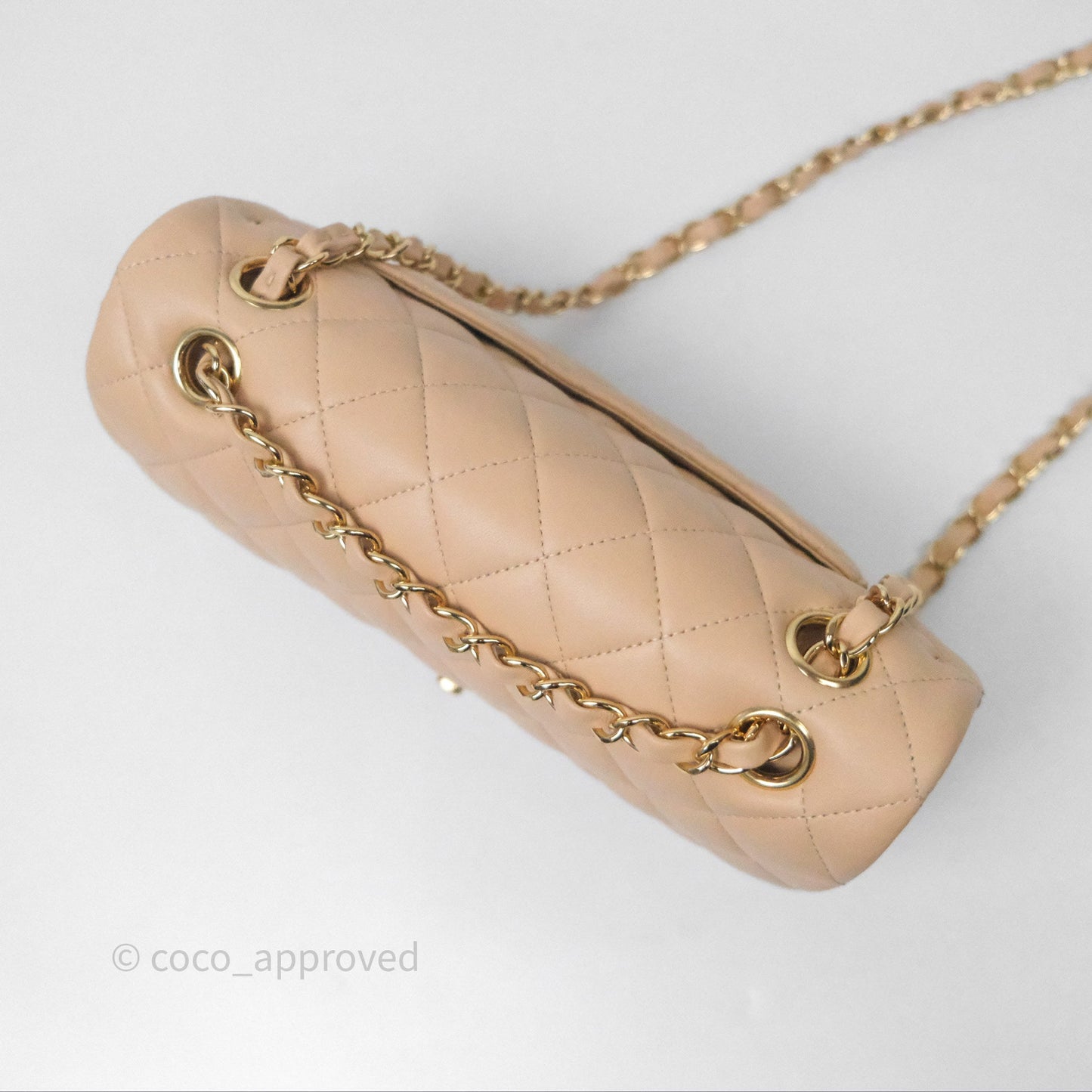 Chanel Small Quilted Classic Flap Beige Lambskin Gold Hardware