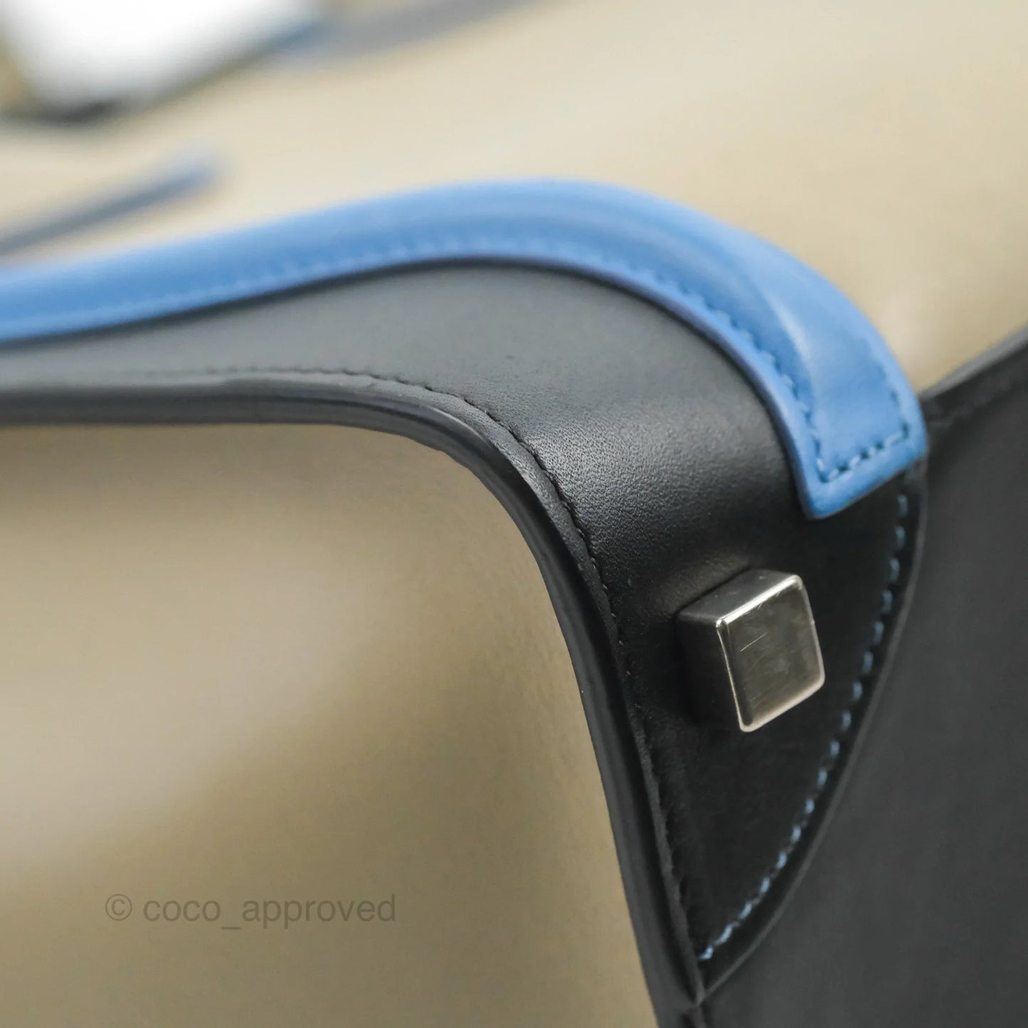 Celine Micro Luggage Bag Taupe/Blue/Black Calfskin