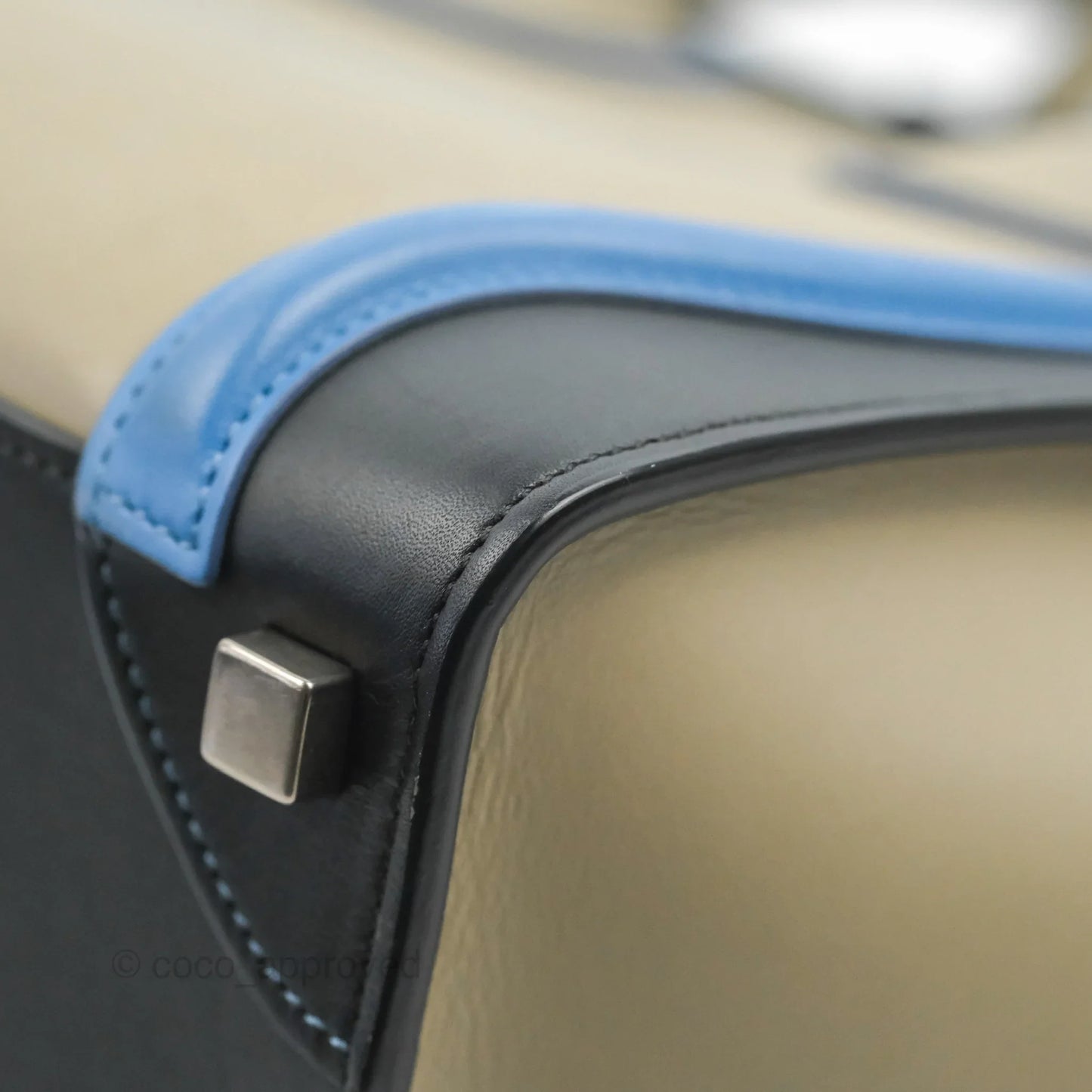 Celine Micro Luggage Bag Taupe/Blue/Black Calfskin