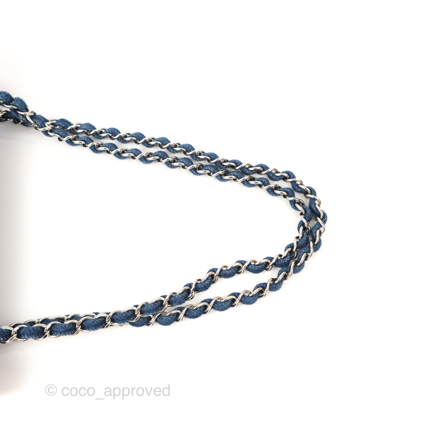 Chanel Classic Flap Bag Dark Blue Denim Braided Silver Hardware 18A