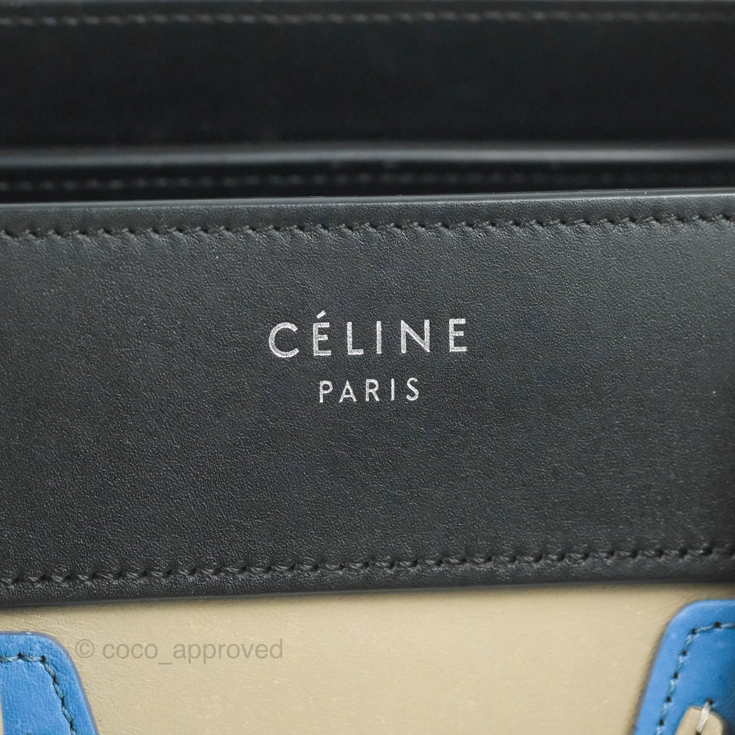 Celine Micro Luggage Bag Taupe/Blue/Black Calfskin