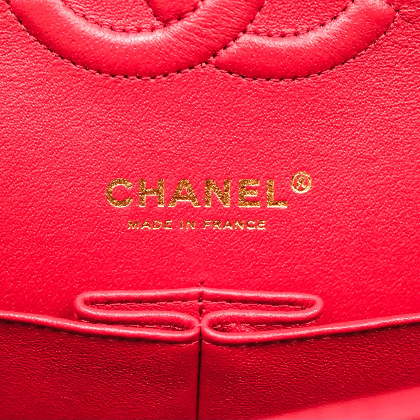 Chanel Classic M/L Medium Double Flap Red Lambskin Gold Hardware
