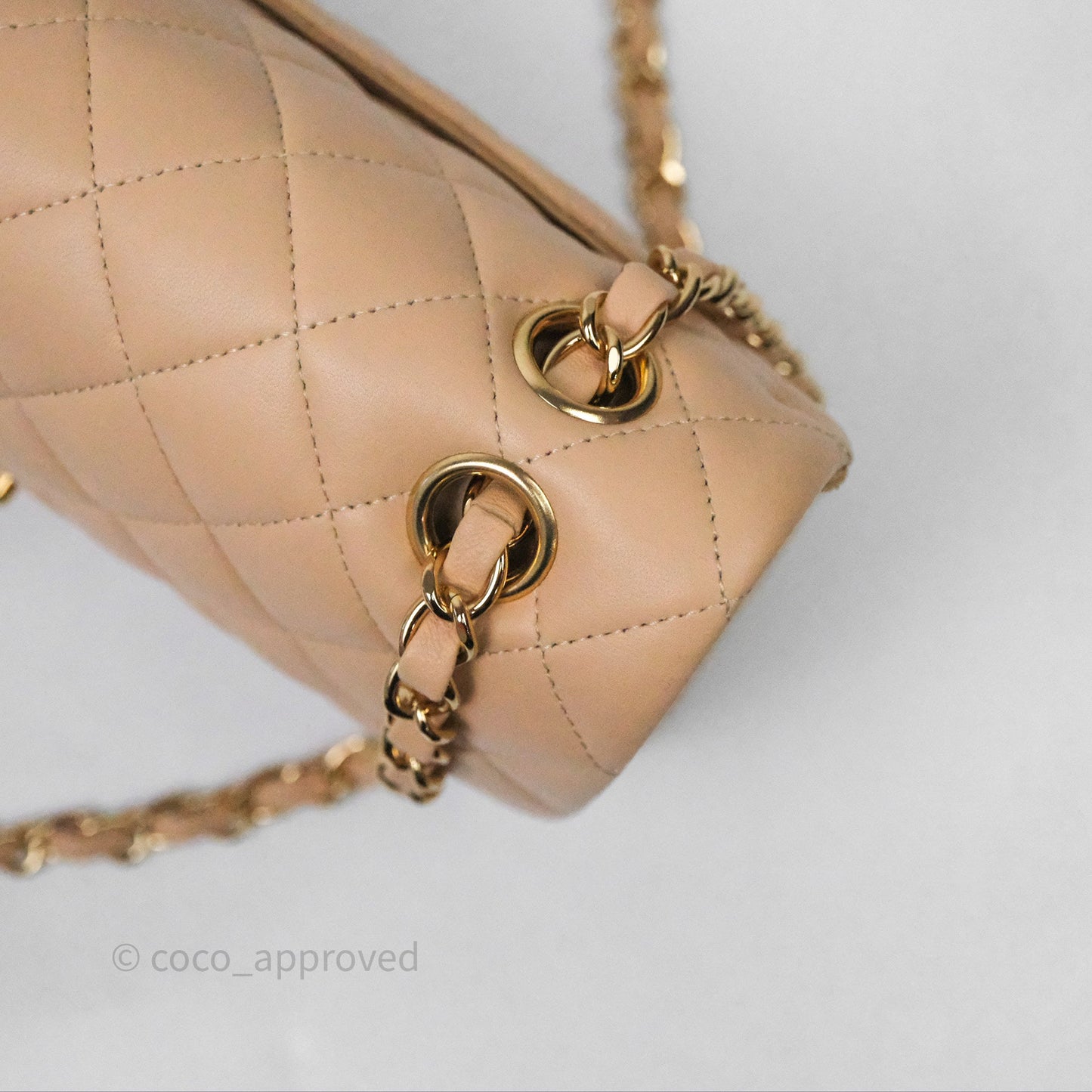 Chanel Small Quilted Classic Flap Beige Lambskin Gold Hardware