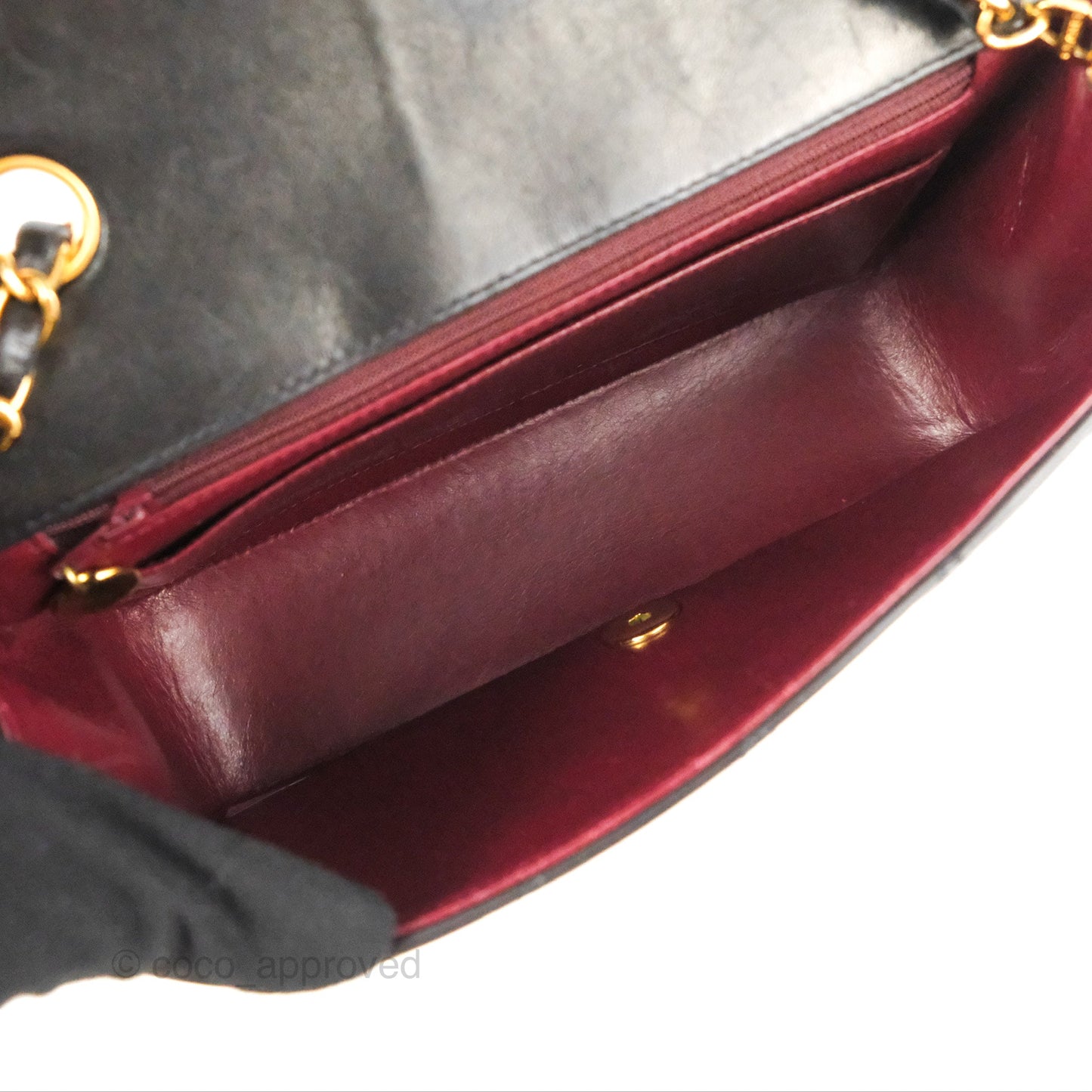 Chanel Vintage Small Quilted Classic Diana Flap Bag Black Lambskin 24K Gold Hardware