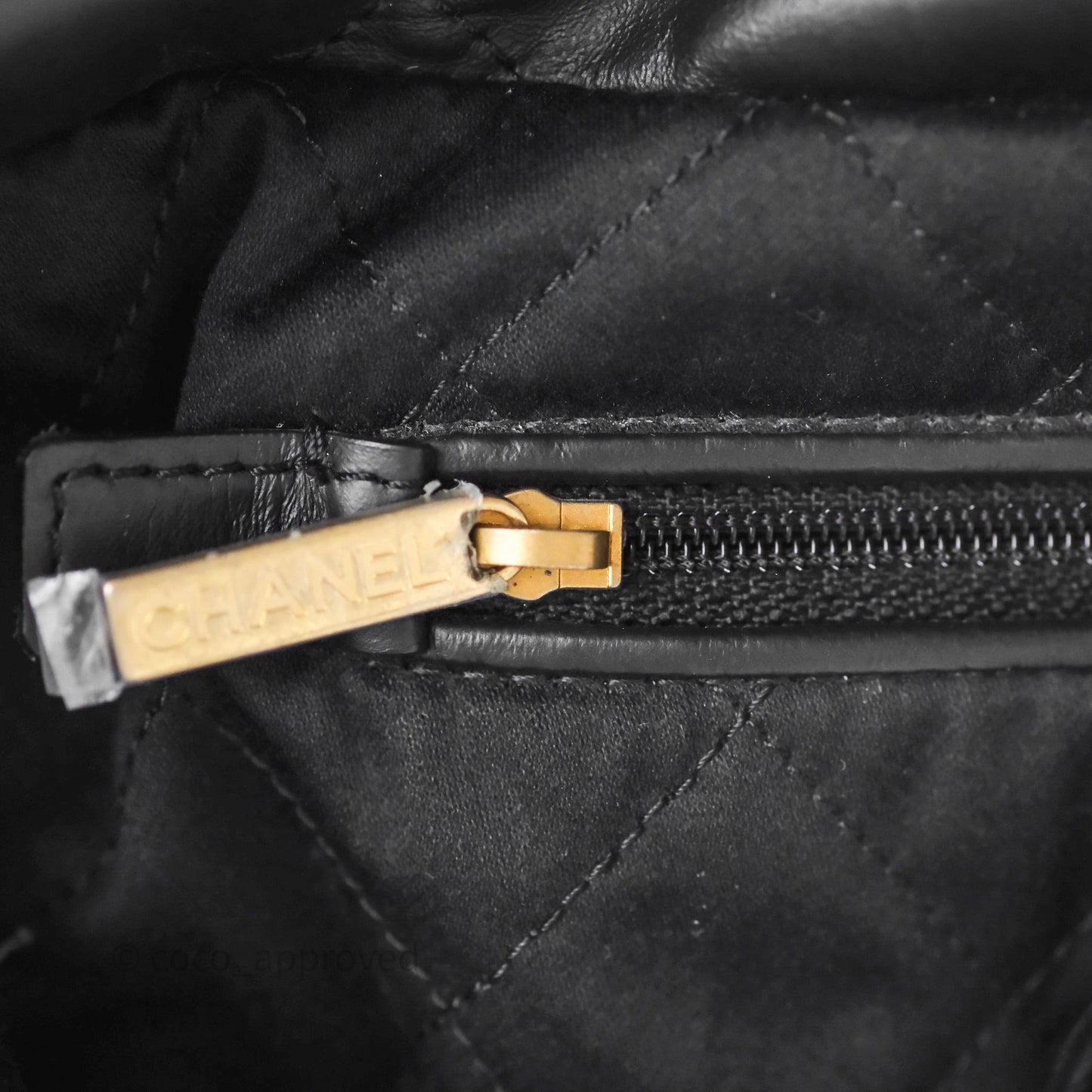 Chanel 22 Medium Black Crumpled Calfskin Aged Gold Hardware