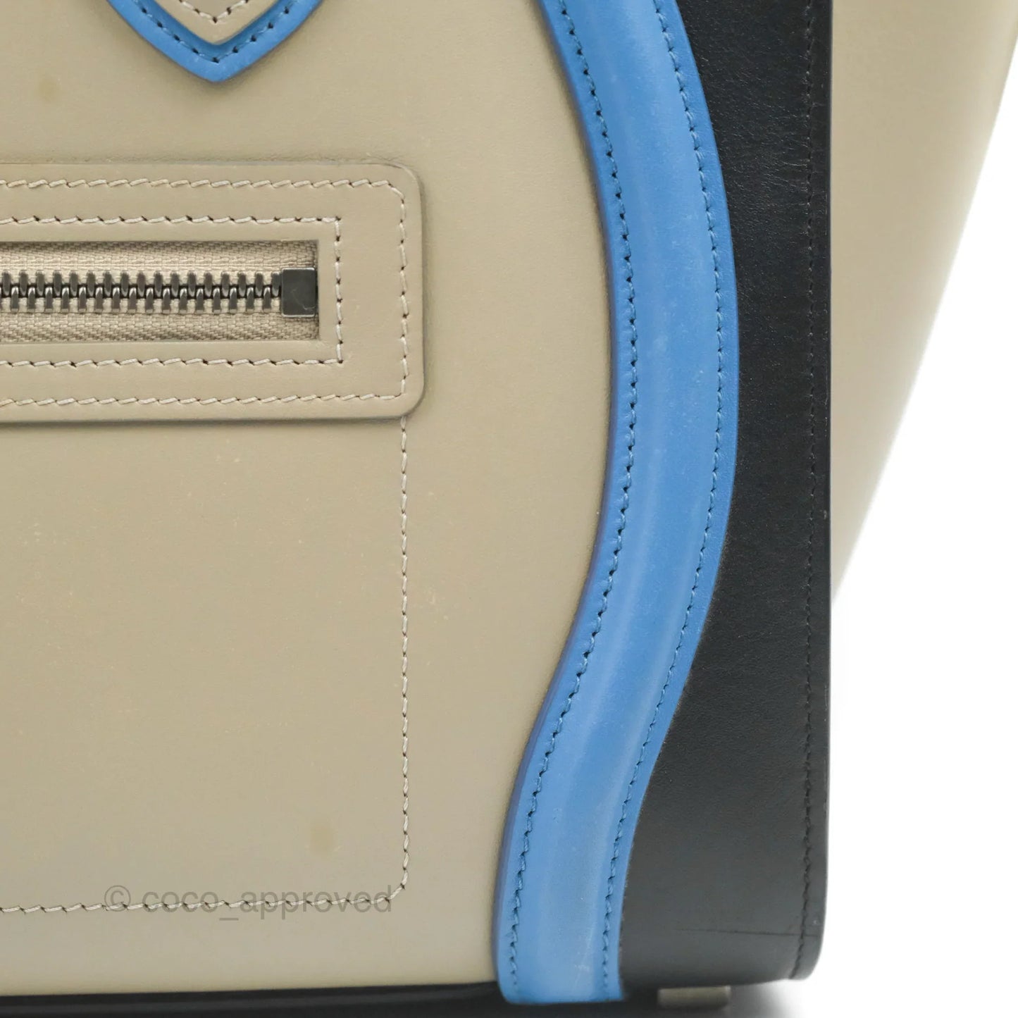 Celine Micro Luggage Bag Taupe/Blue/Black Calfskin