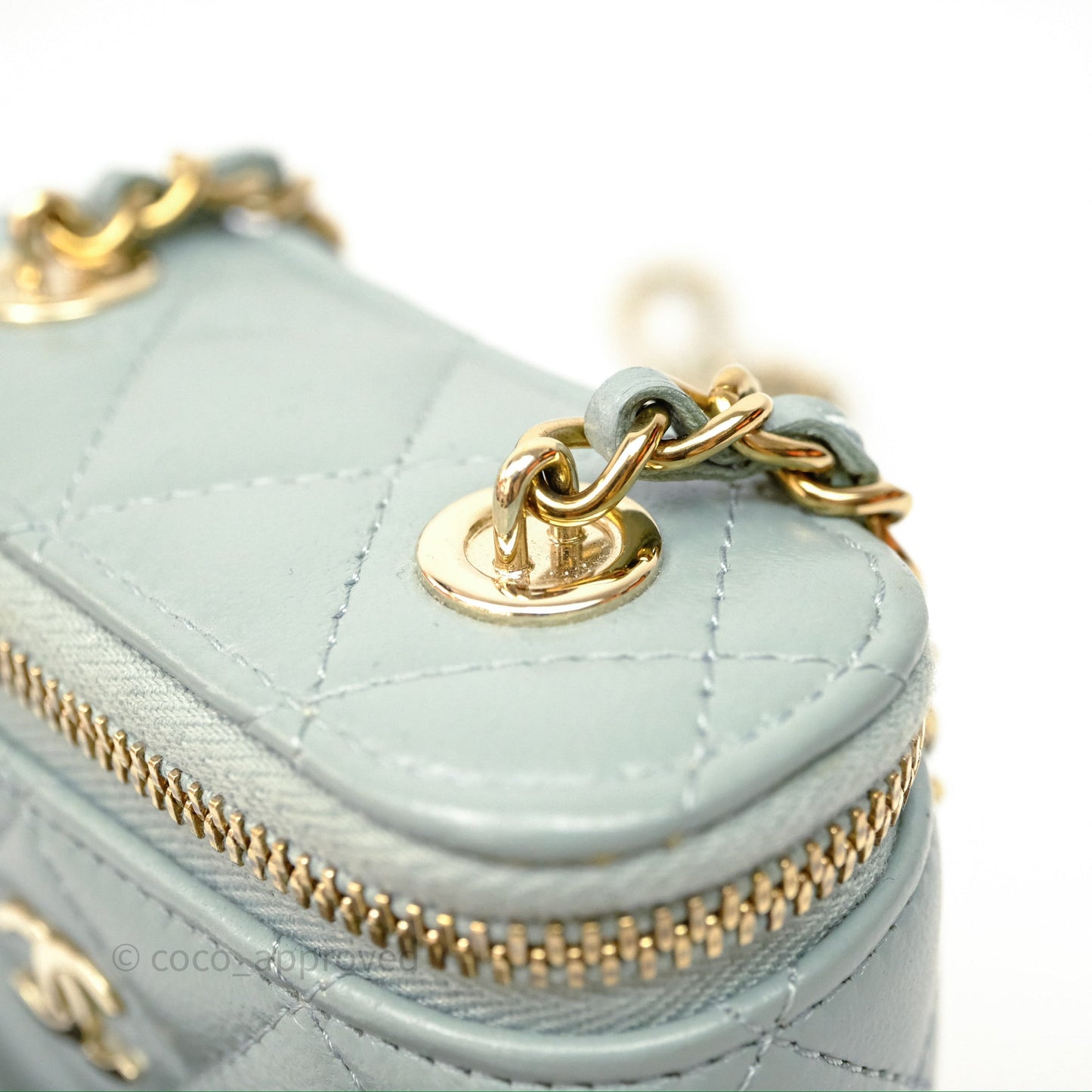 Chanel Classic Mini Vanity With Chain Green Lambskin Gold Hardware