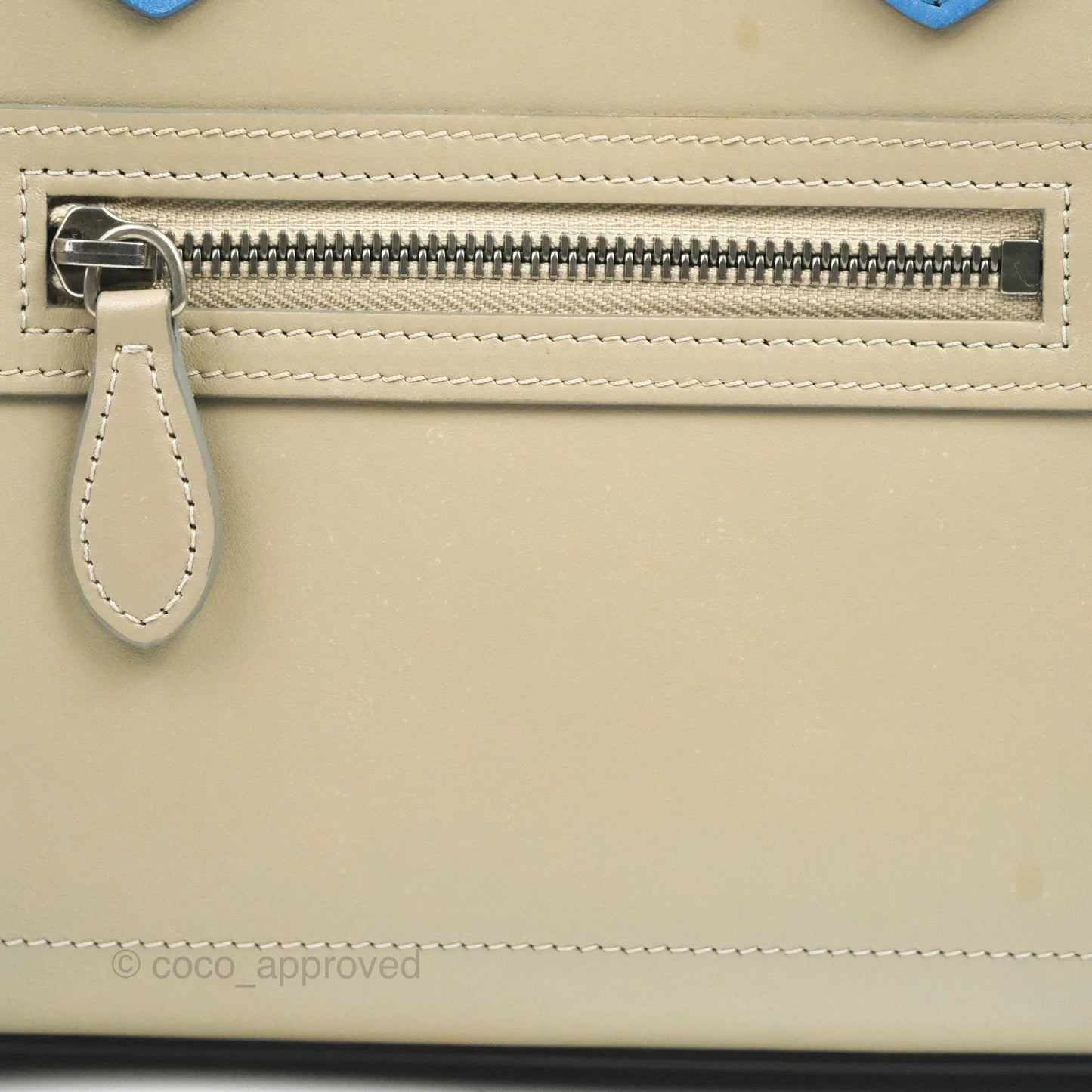 Celine Micro Luggage Bag Taupe/Blue/Black Calfskin