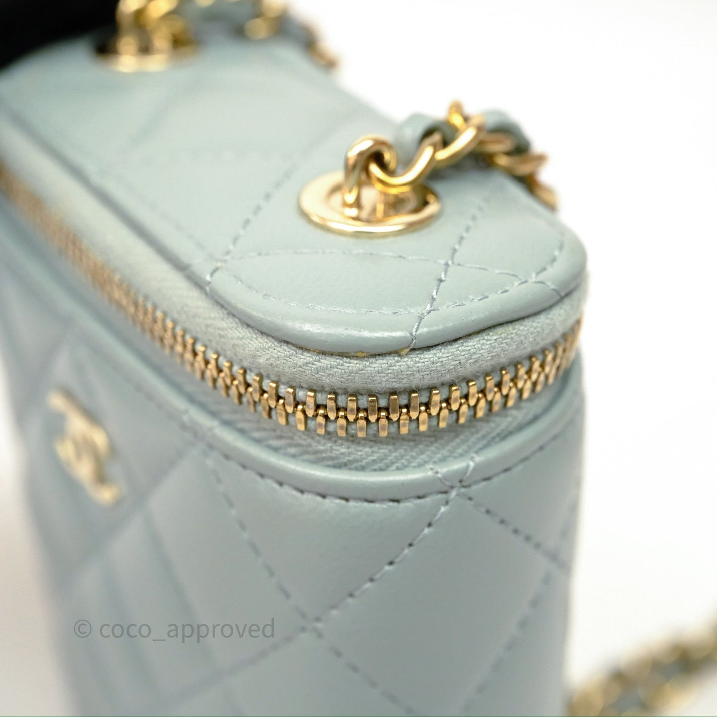 Chanel Classic Mini Vanity With Chain Green Lambskin Gold Hardware