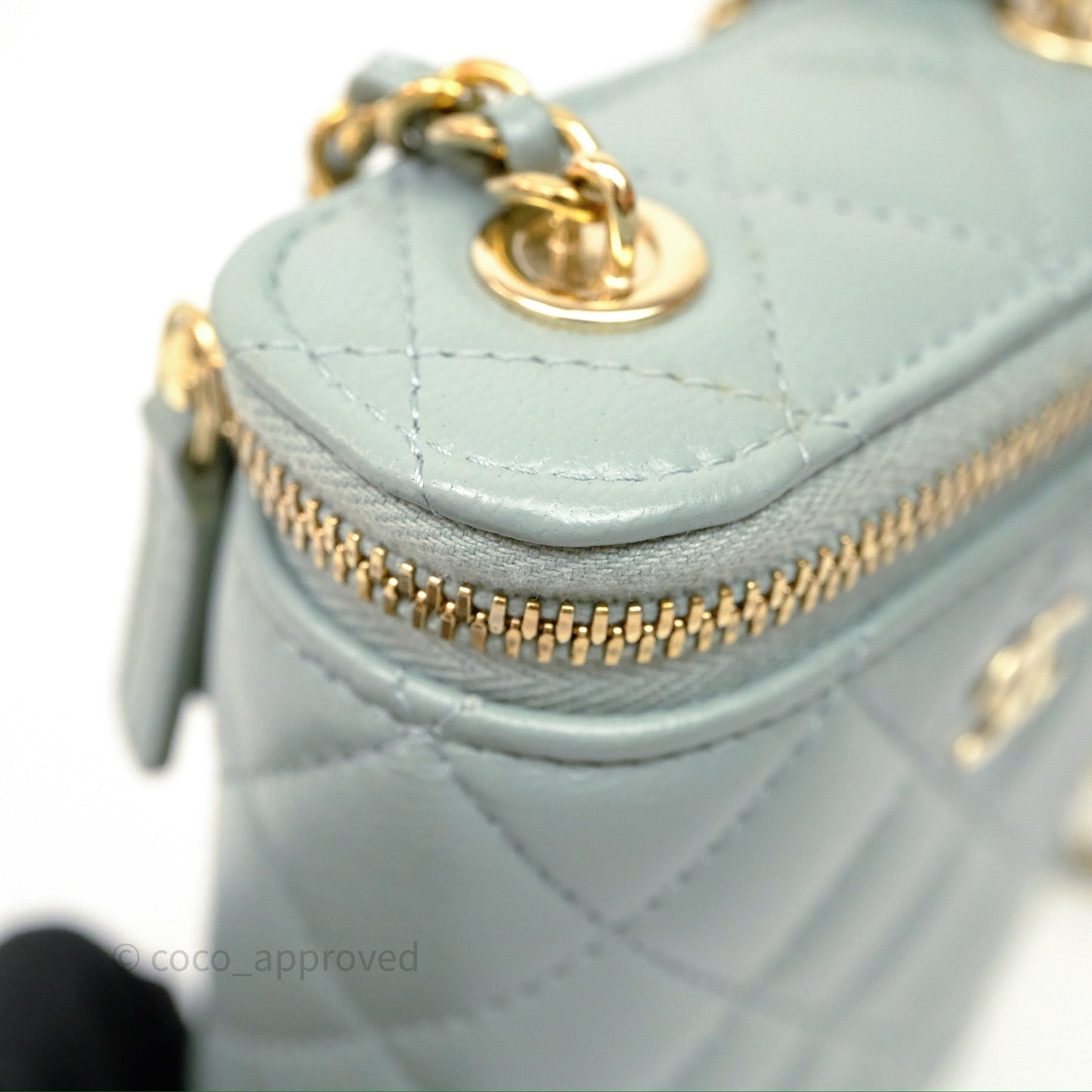 Chanel Classic Mini Vanity With Chain Green Lambskin Gold Hardware