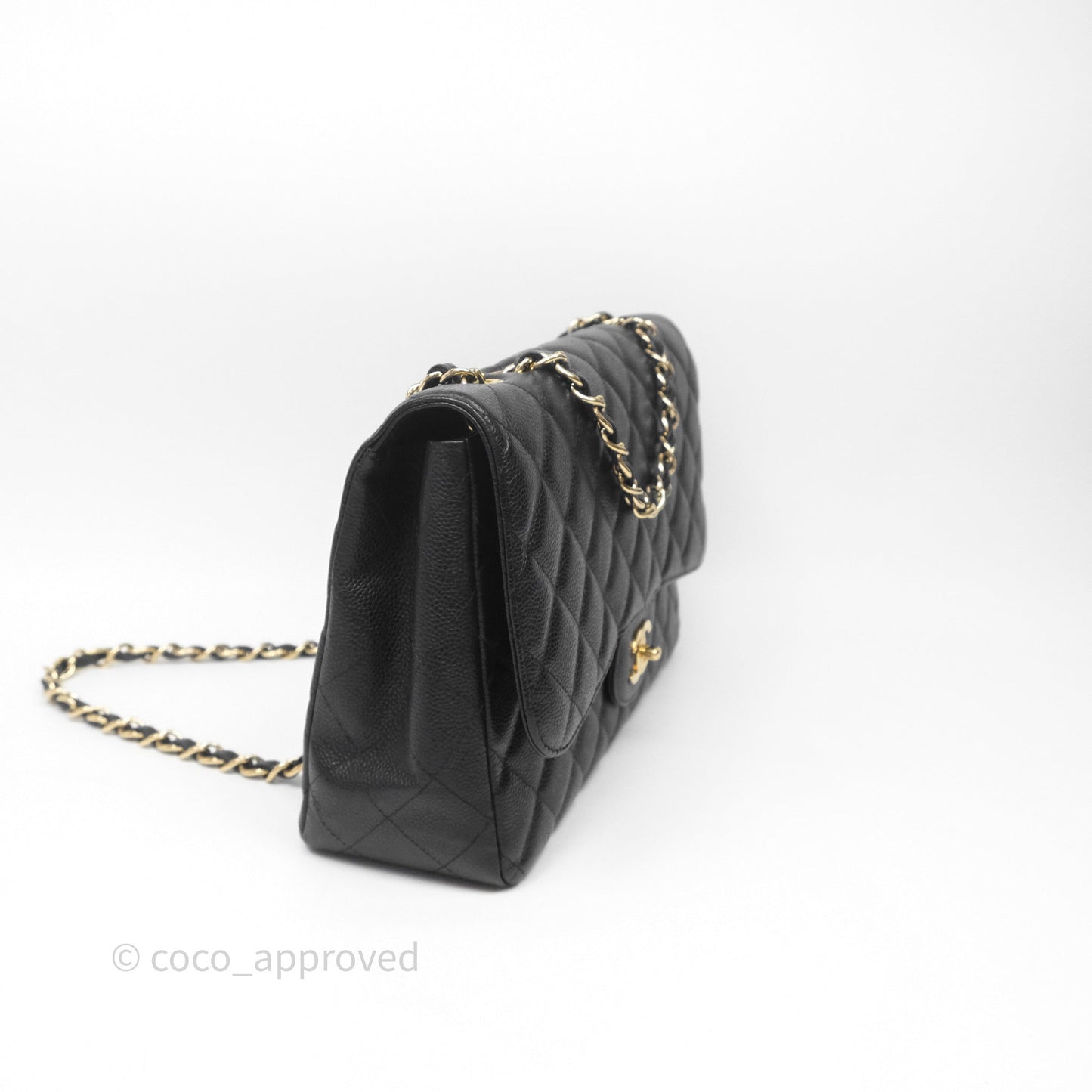 Chanel Jumbo Single Flap Black Caviar Gold Hardware⁣⁣