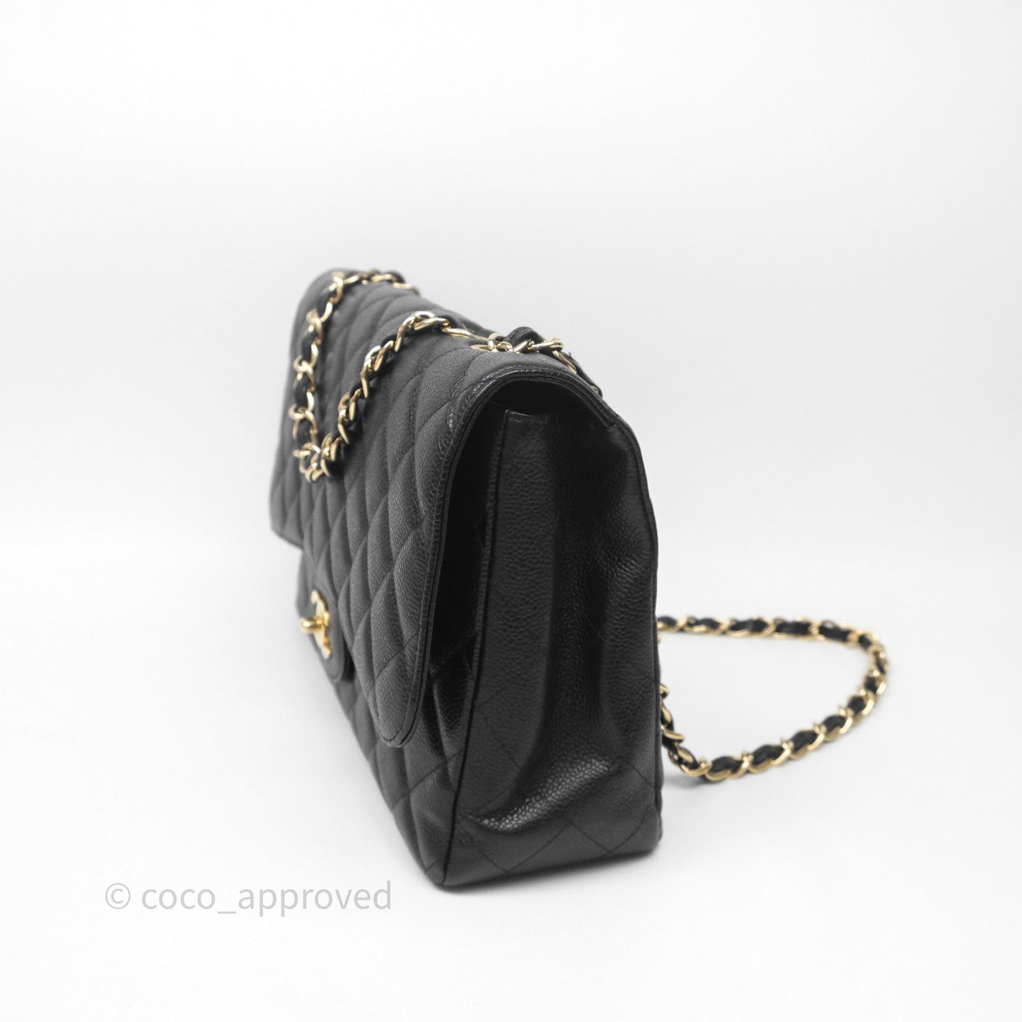 Chanel Jumbo Single Flap Black Caviar Gold Hardware⁣⁣