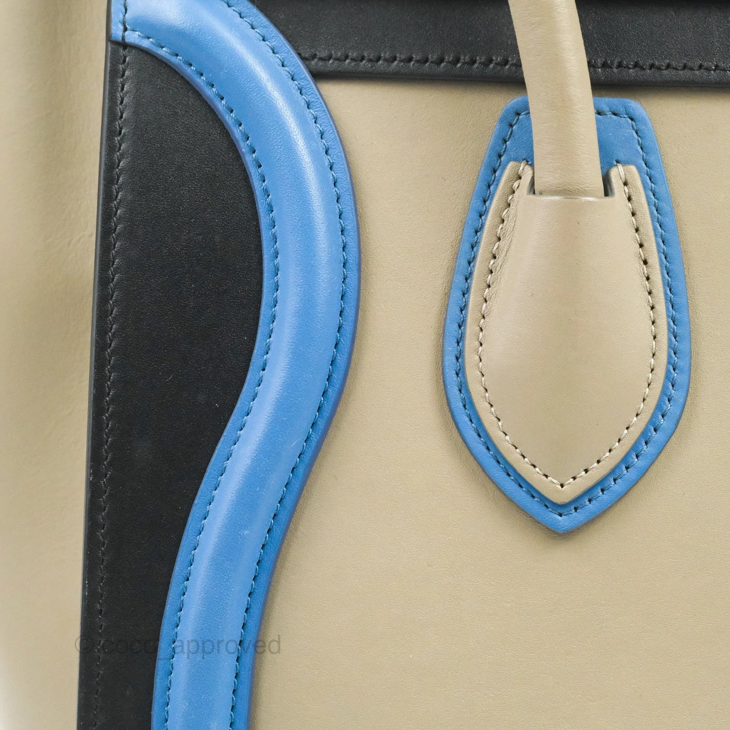 Celine Micro Luggage Bag Taupe/Blue/Black Calfskin