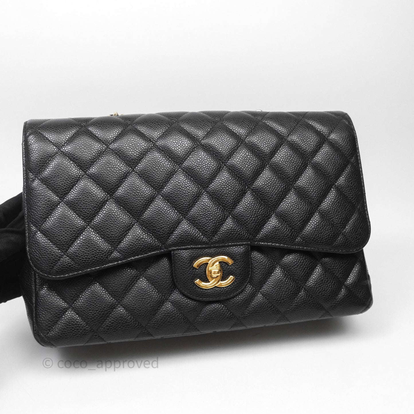 Chanel Jumbo Single Flap Black Caviar Gold Hardware⁣⁣