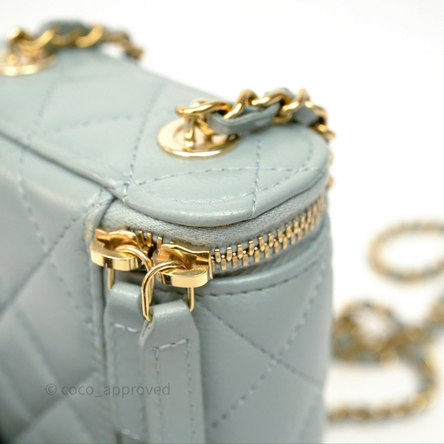 Chanel Classic Mini Vanity With Chain Green Lambskin Gold Hardware