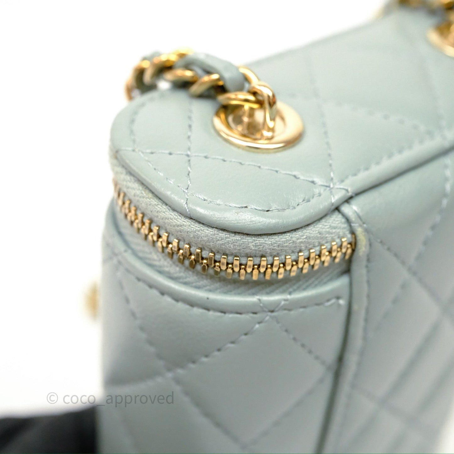 Chanel Classic Mini Vanity With Chain Green Lambskin Gold Hardware