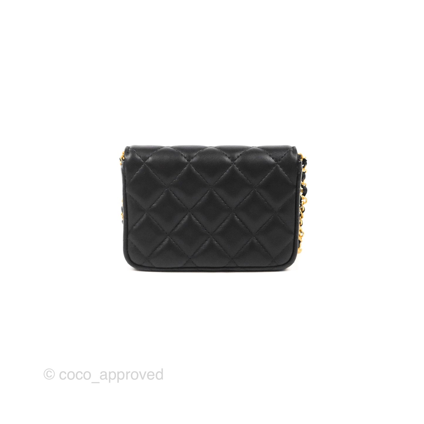Chanel Coco Hearts Clutch On Chain Black Lambskin Gold Hardware