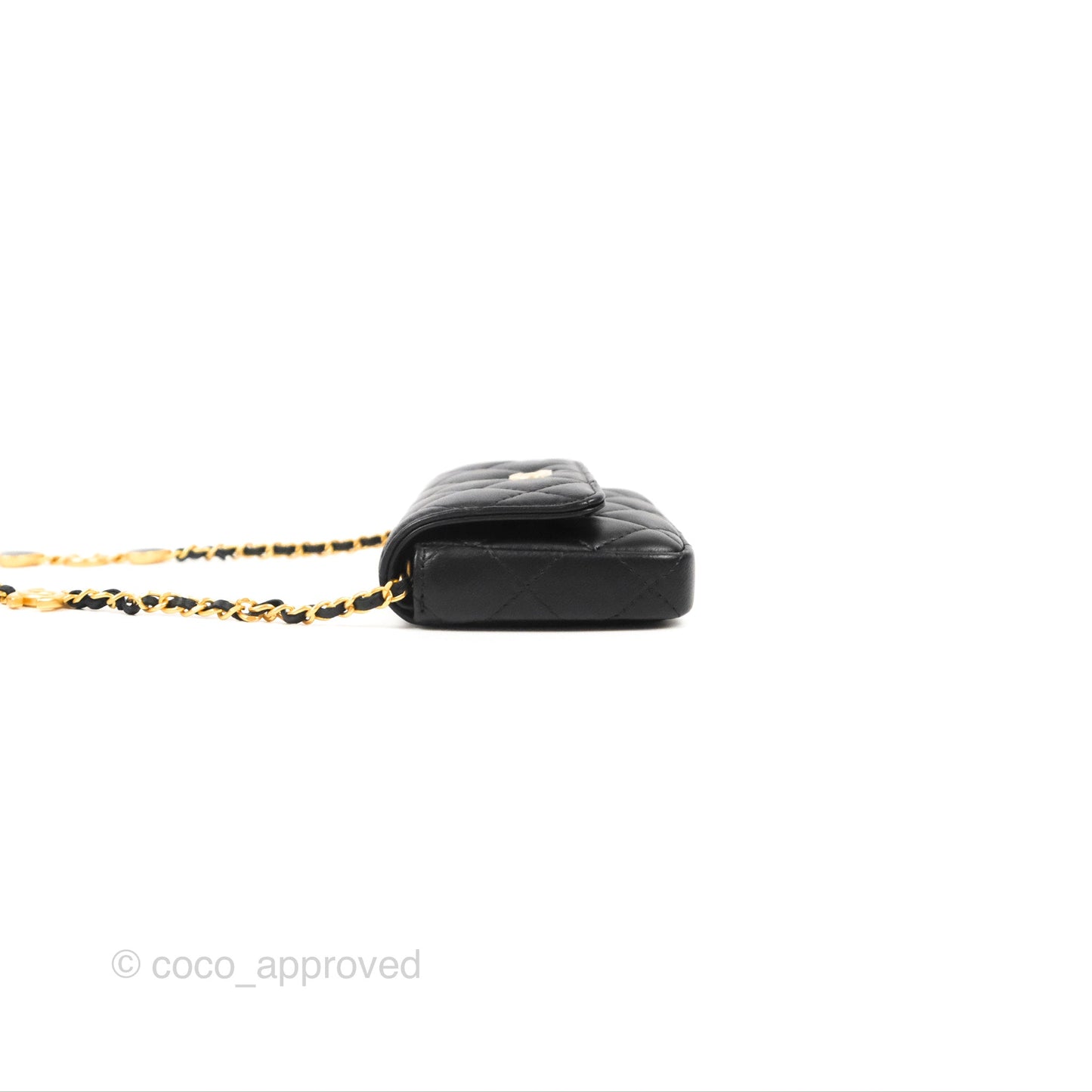 Chanel Coco Hearts Clutch On Chain Black Lambskin Gold Hardware