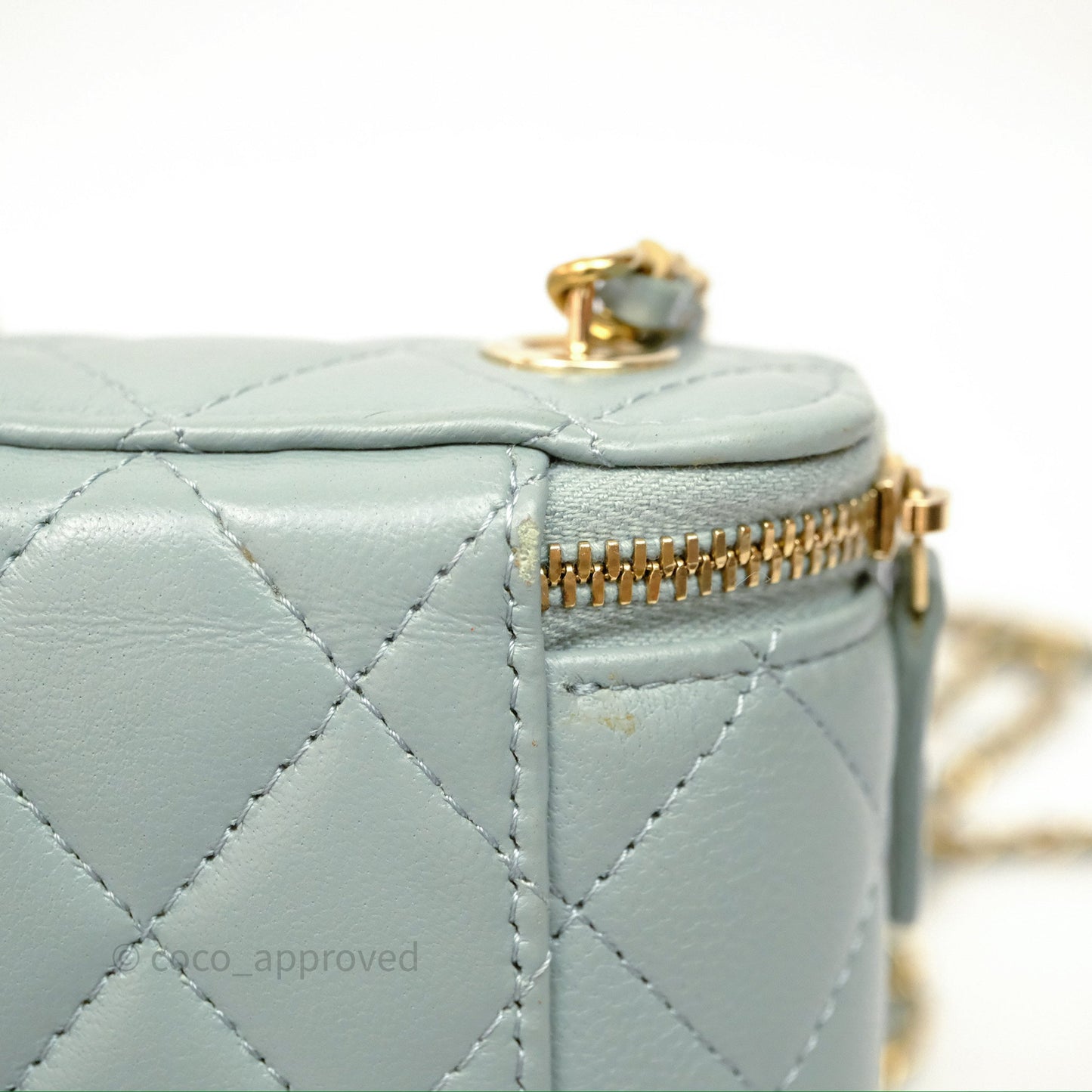 Chanel Classic Mini Vanity With Chain Green Lambskin Gold Hardware