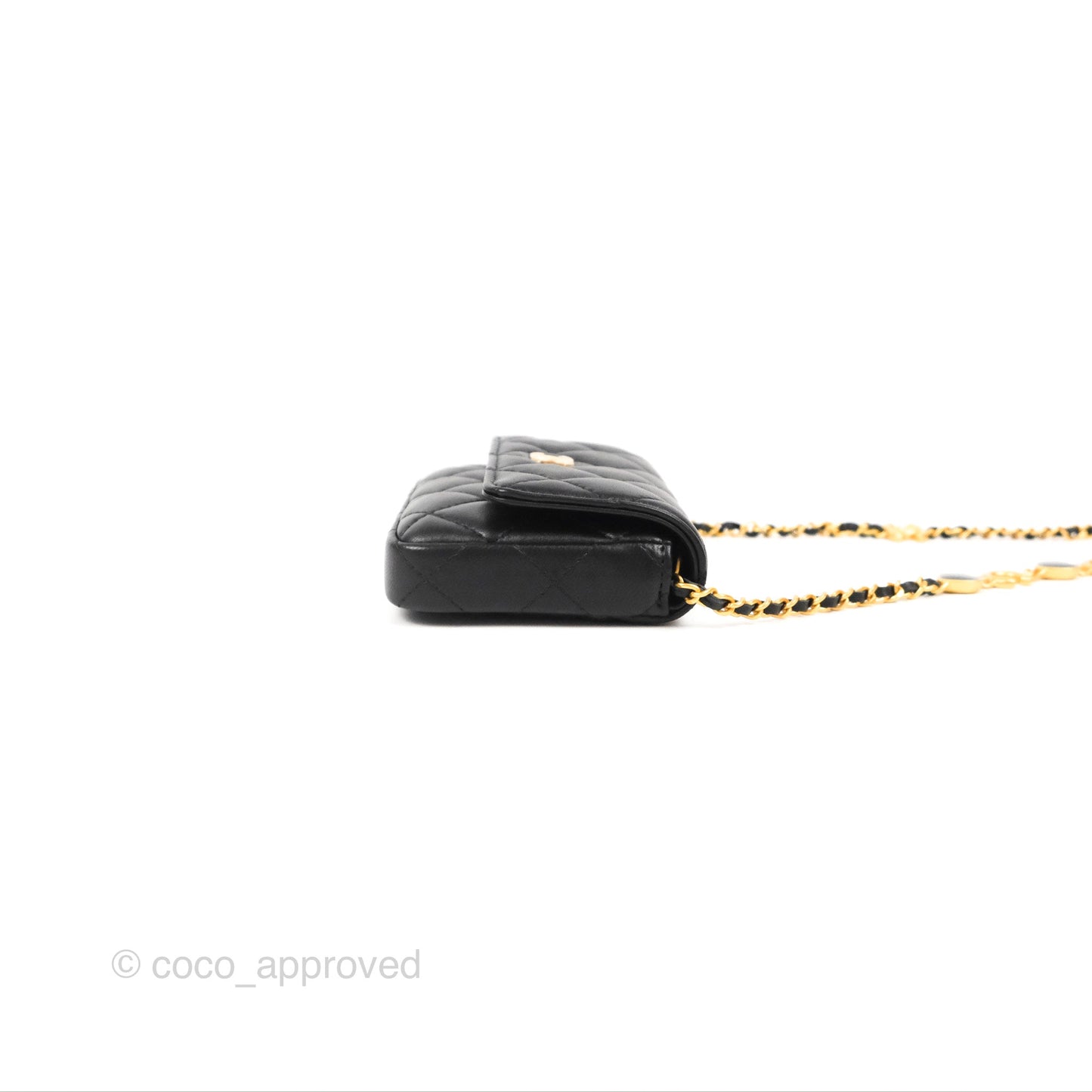Chanel Coco Hearts Clutch On Chain Black Lambskin Gold Hardware