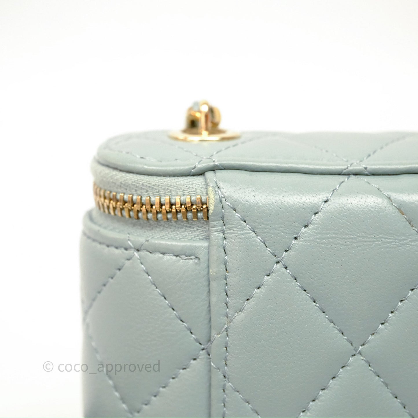 Chanel Classic Mini Vanity With Chain Green Lambskin Gold Hardware
