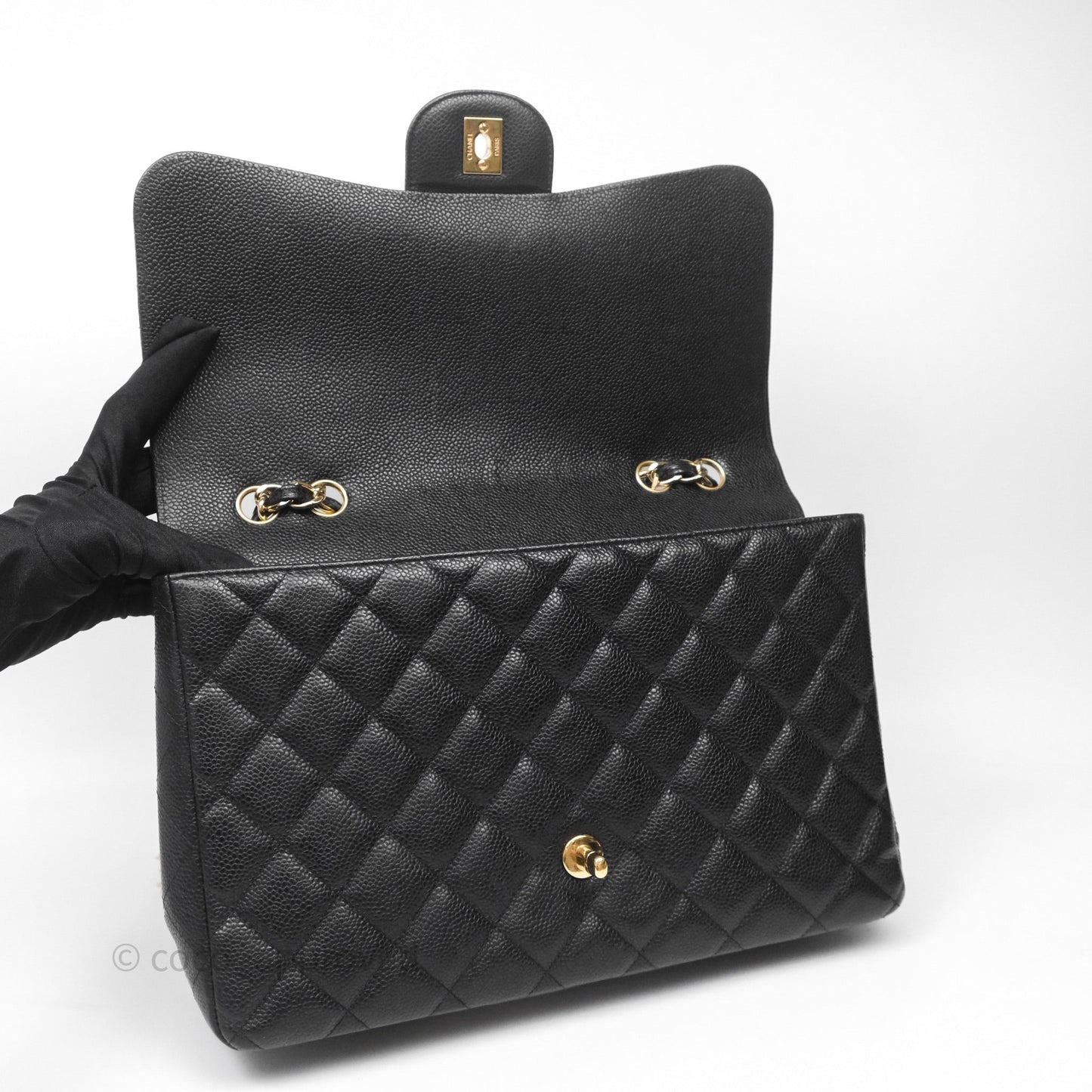 Chanel Jumbo Single Flap Black Caviar Gold Hardware⁣⁣