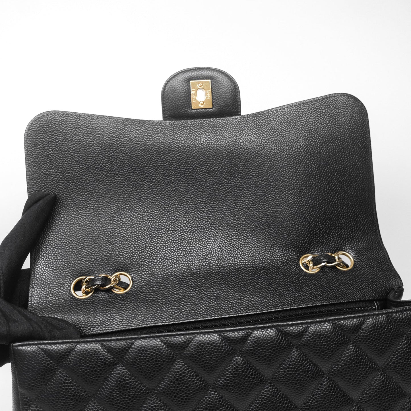 Chanel Jumbo Single Flap Black Caviar Gold Hardware⁣⁣