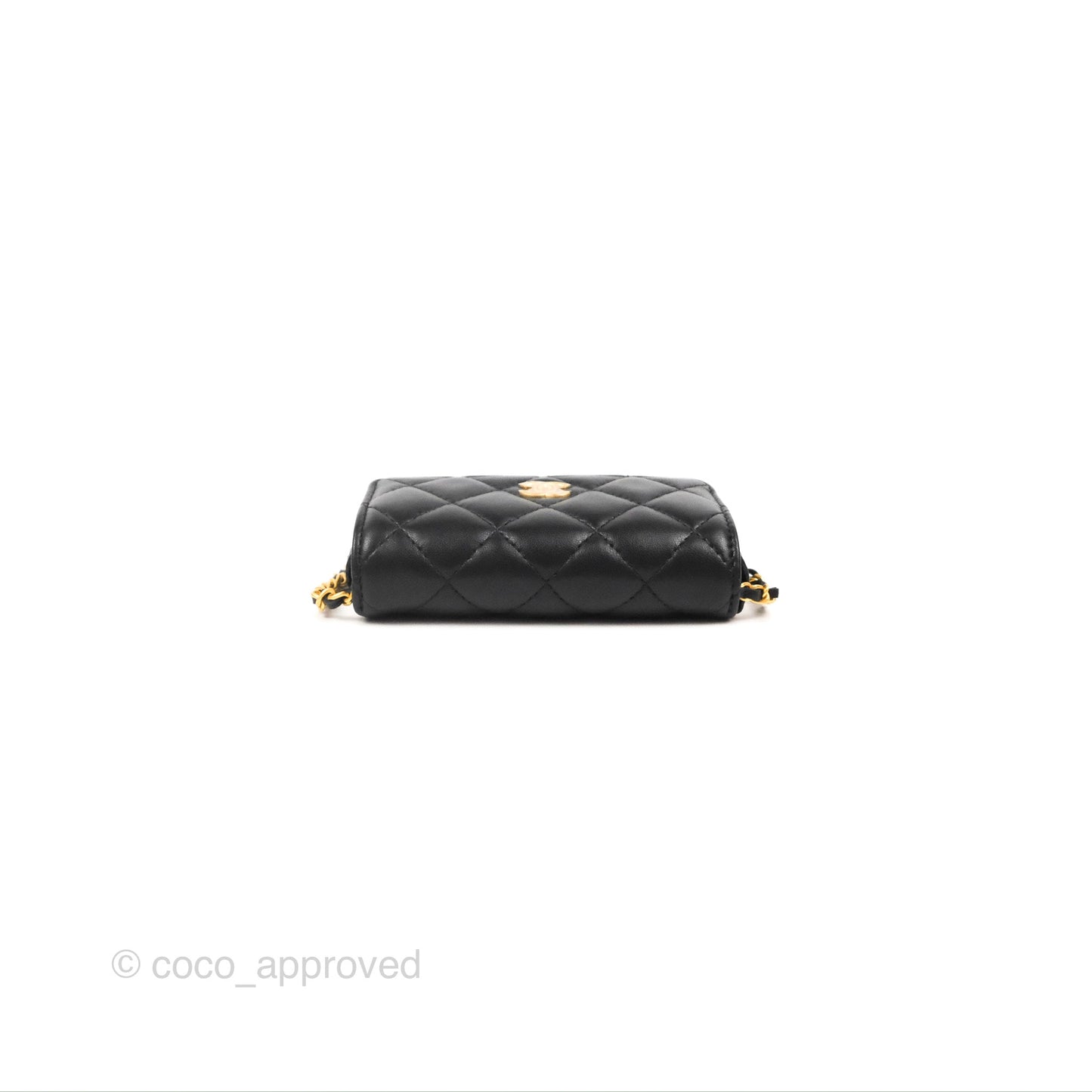 Chanel Coco Hearts Clutch On Chain Black Lambskin Gold Hardware