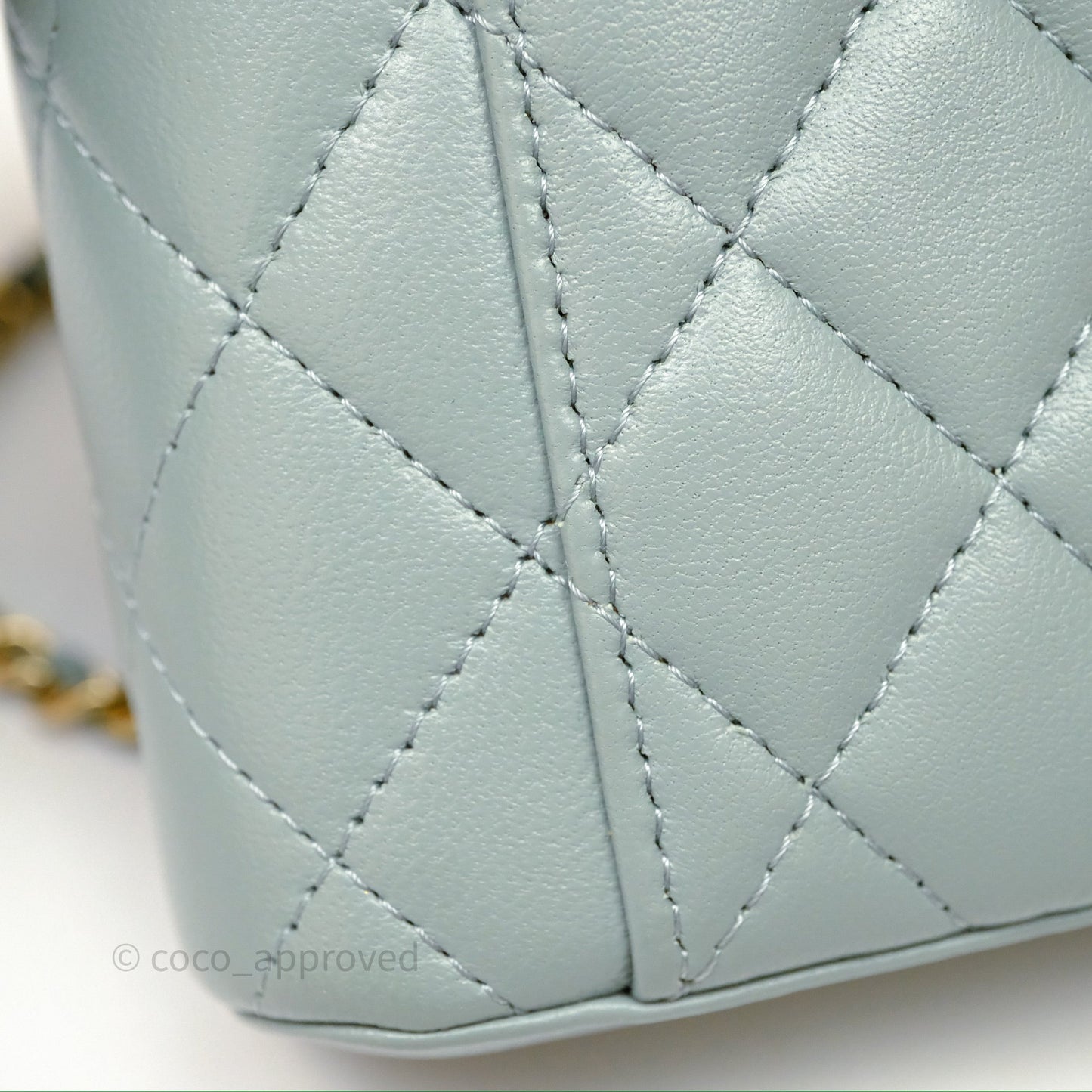 Chanel Classic Mini Vanity With Chain Green Lambskin Gold Hardware