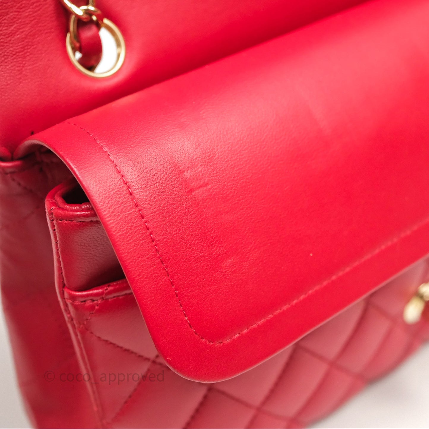 Chanel Classic M/L Medium Double Flap Red Lambskin Gold Hardware