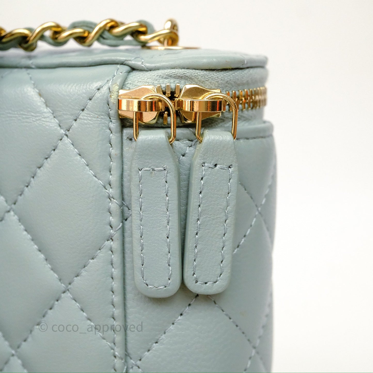 Chanel Classic Mini Vanity With Chain Green Lambskin Gold Hardware