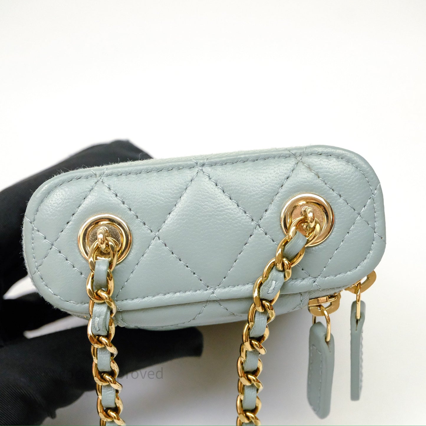 Chanel Classic Mini Vanity With Chain Green Lambskin Gold Hardware