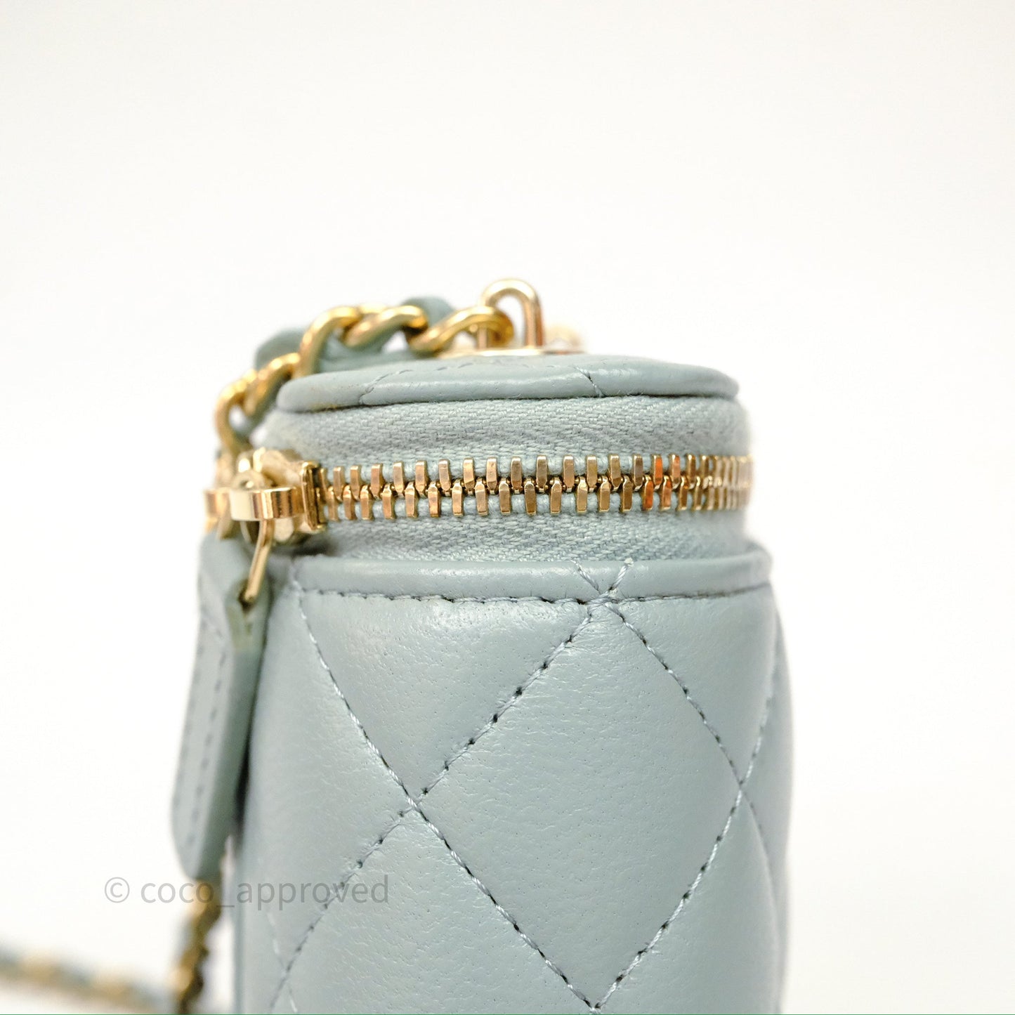 Chanel Classic Mini Vanity With Chain Green Lambskin Gold Hardware